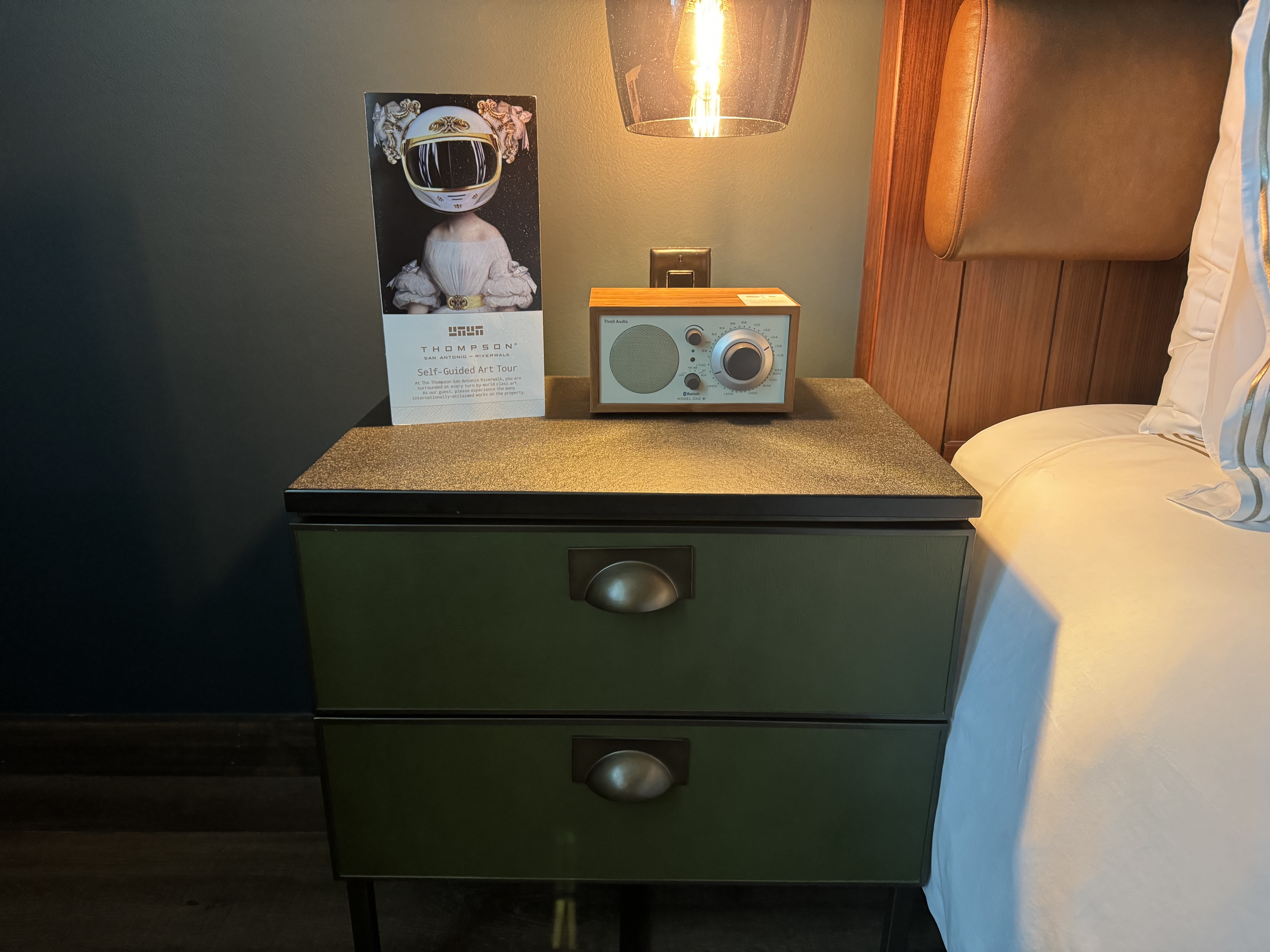 Thompson San Antonio Riverwalk bedroom nightstand Thompson San Antonio Riverwalk bedroom nightstand