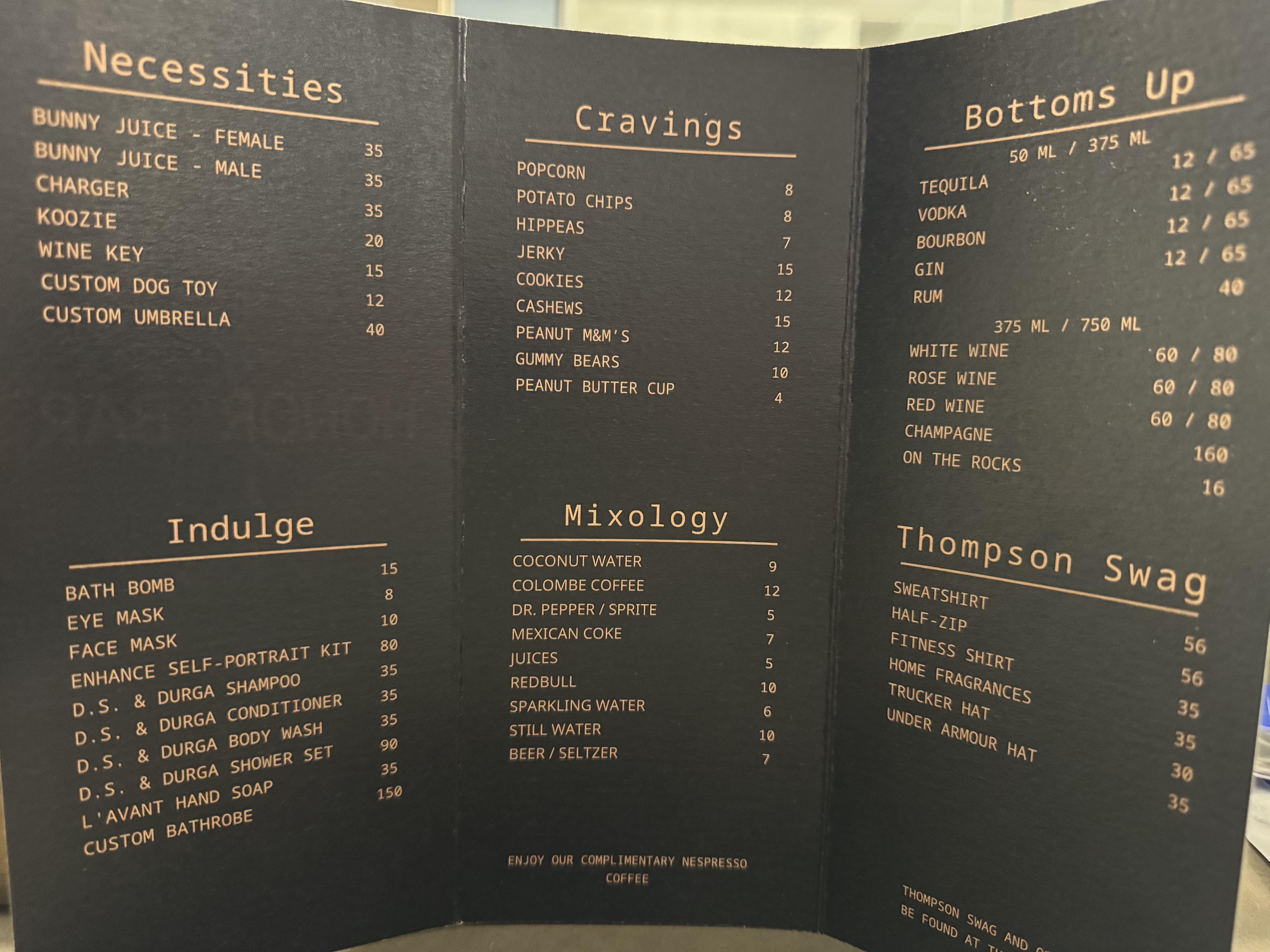 Thompson San Antonio Riverwalk minibar prices Thompson San Antonio Riverwalk minibar prices
