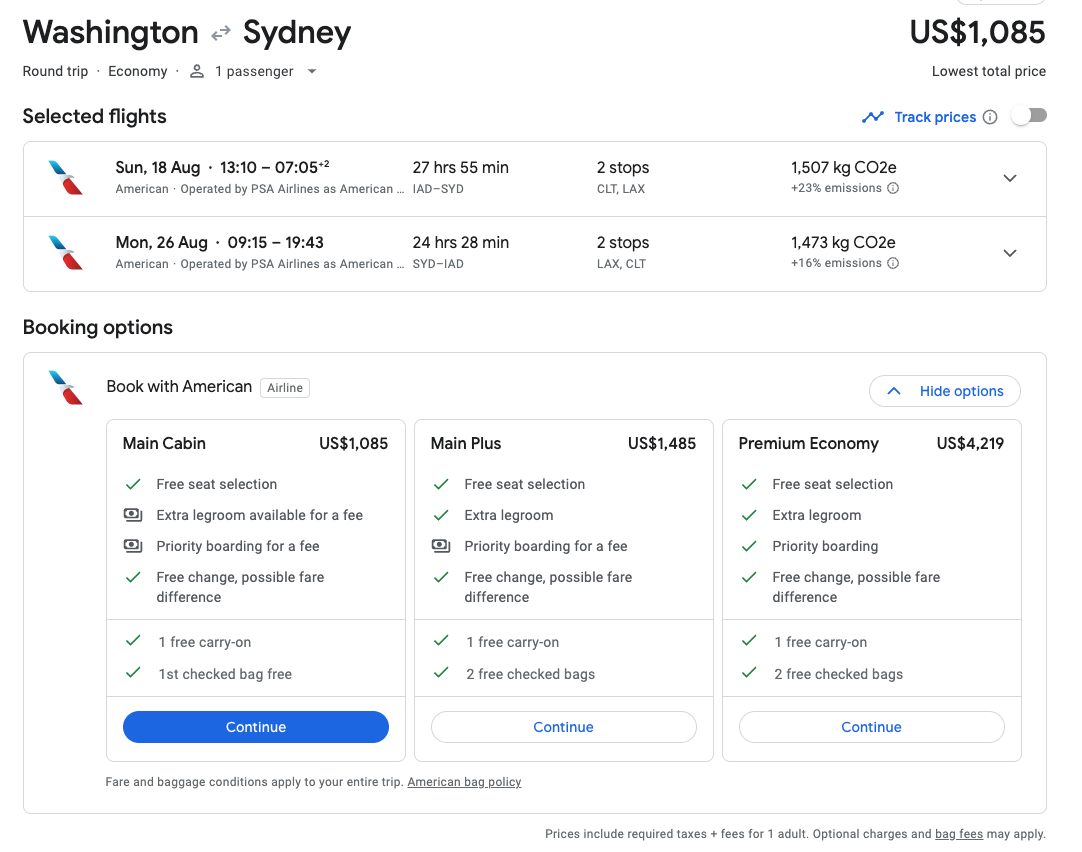 Washington to Sydney from 1085 USD Washington to Sydney from 1085 USD