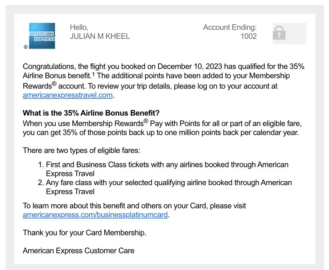 amex business platinum airline bonus confirmation amex business platinum airline bonus confirmation