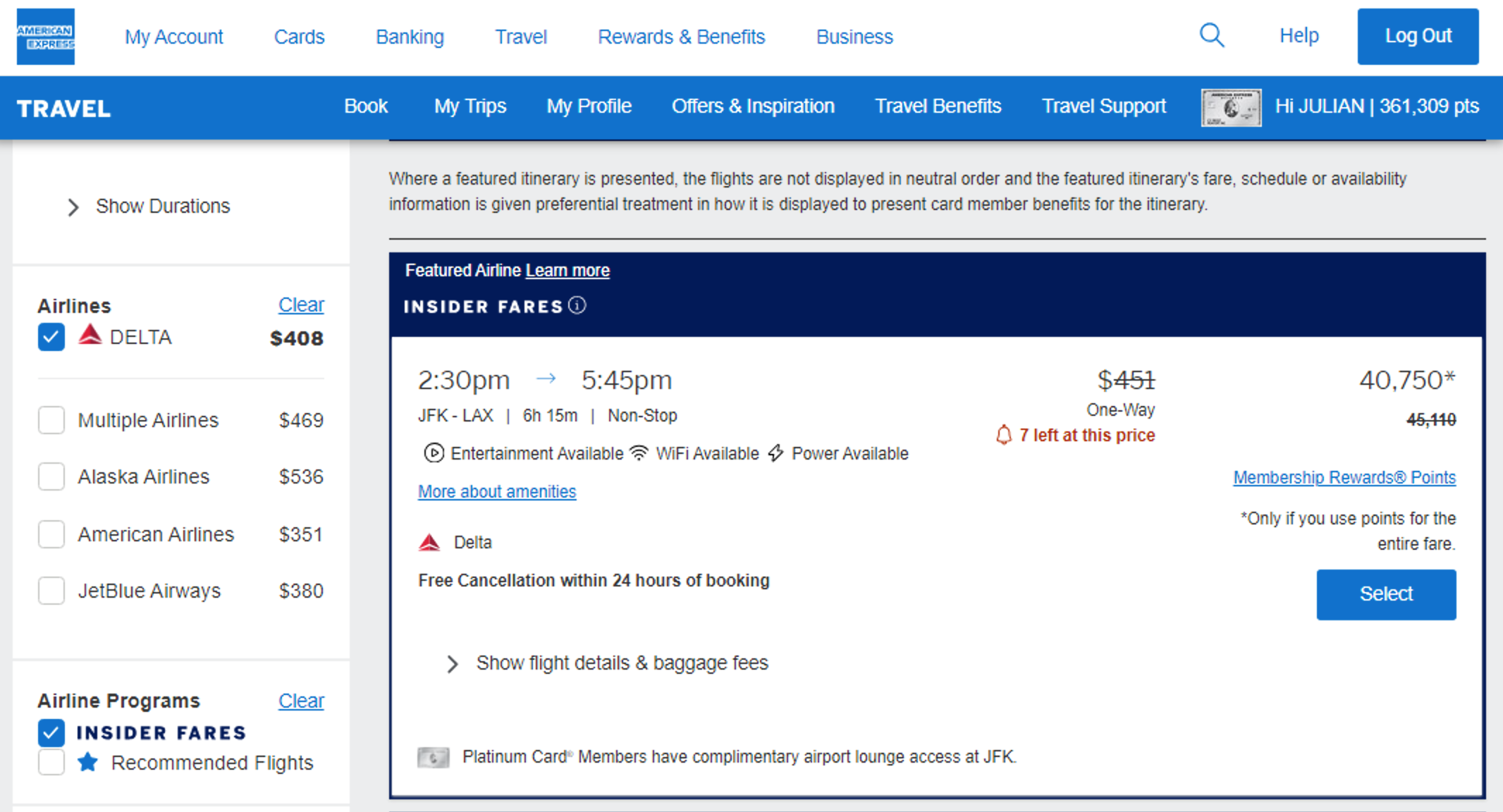 amex insider fare amex insider fare