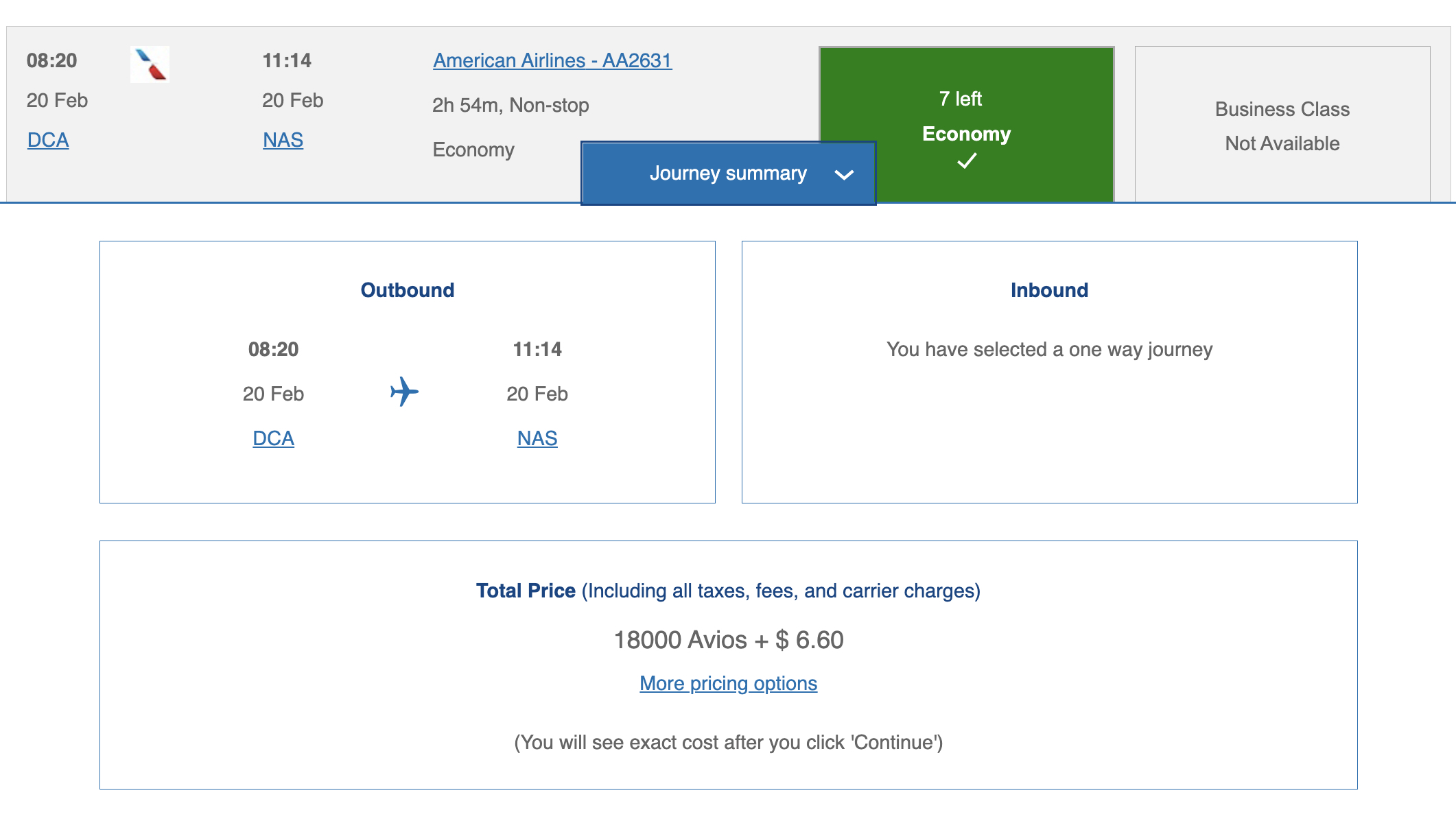 ba avios dca nas economy