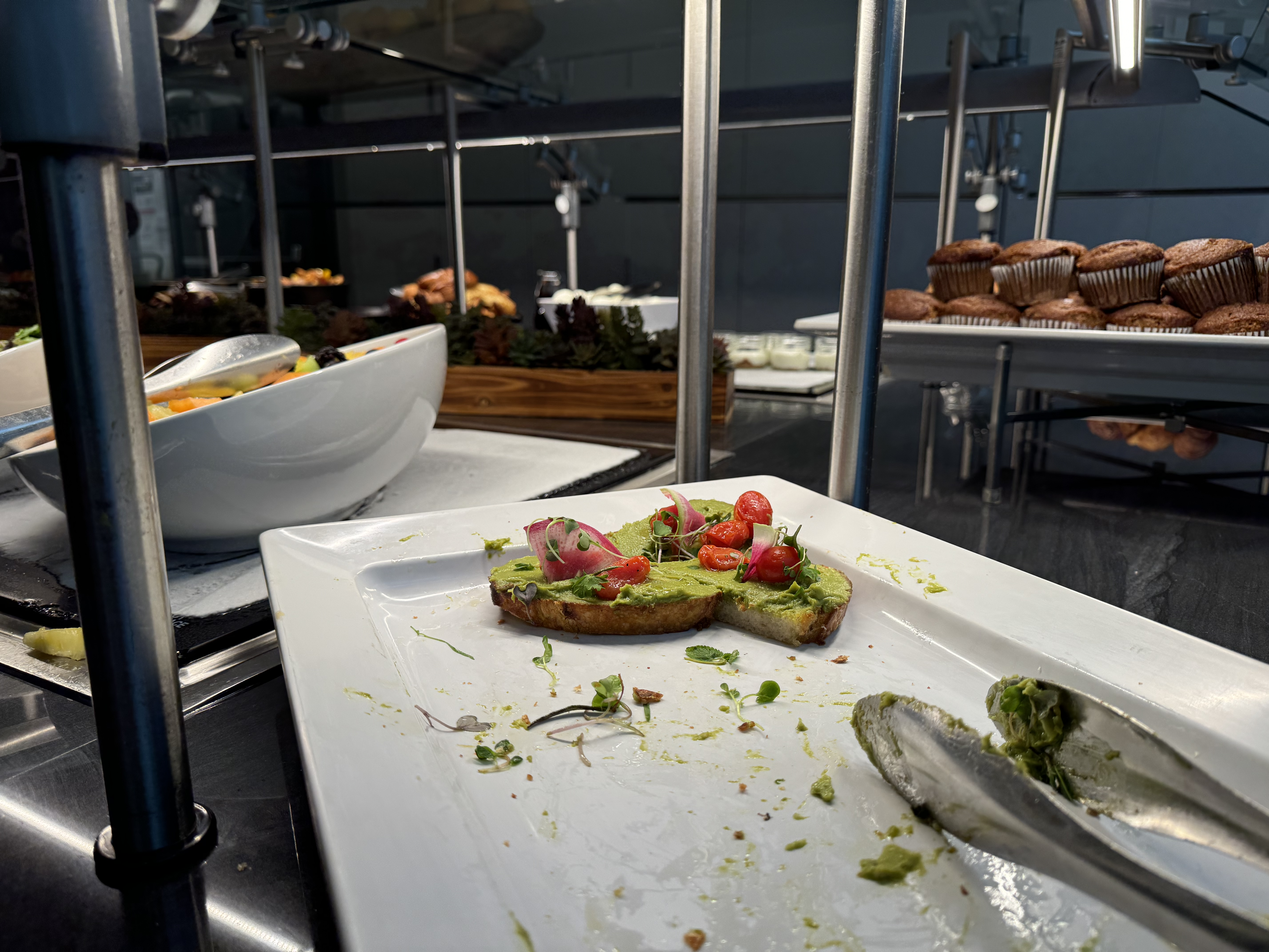 Amex Centurion Lounge LAX buffet avocado toast Amex Centurion Lounge LAX buffet avocado toast