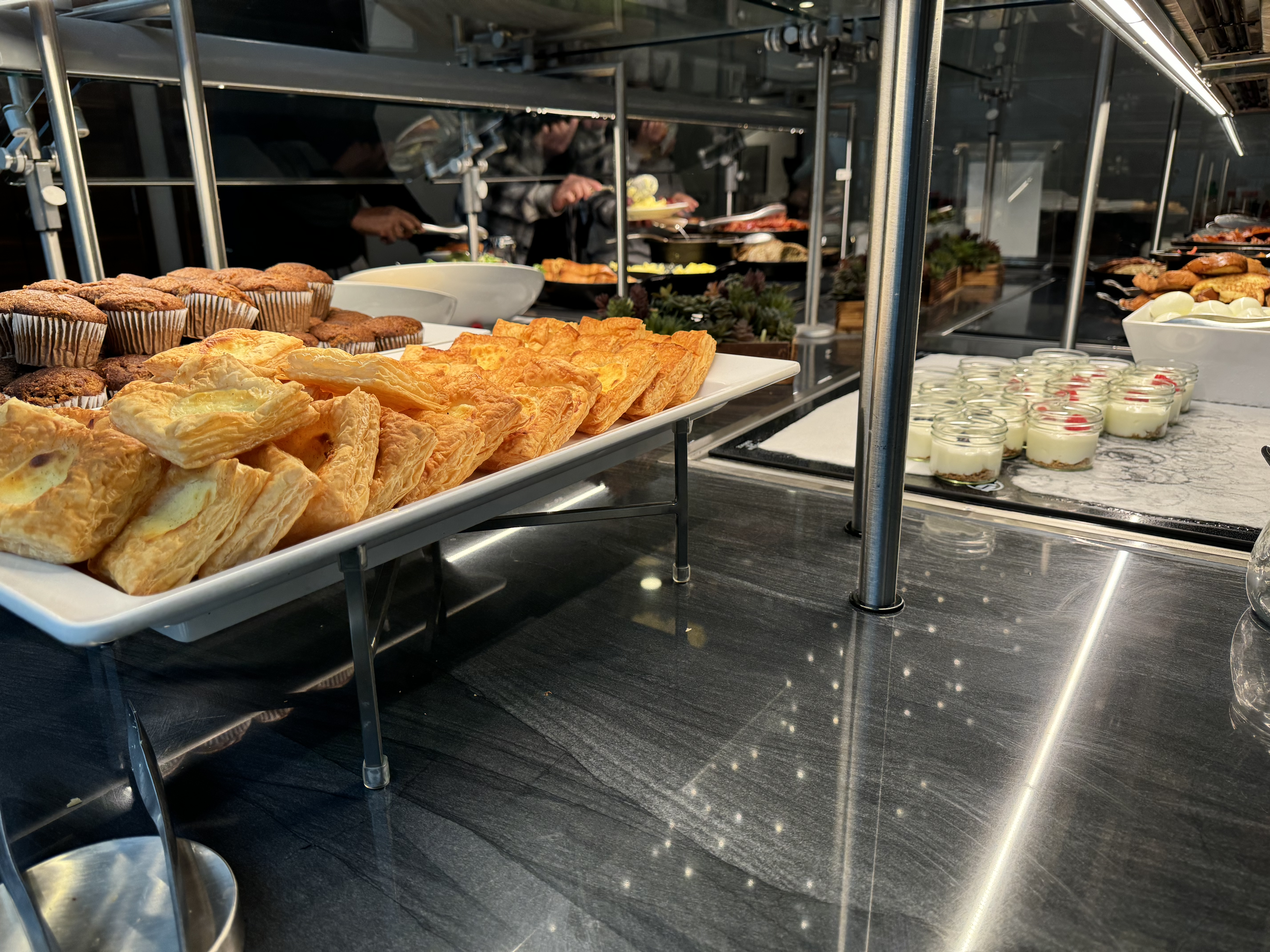 Amex Centurion Lounge LAX buffet yogurt pastries Amex Centurion Lounge LAX buffet yogurt pastries