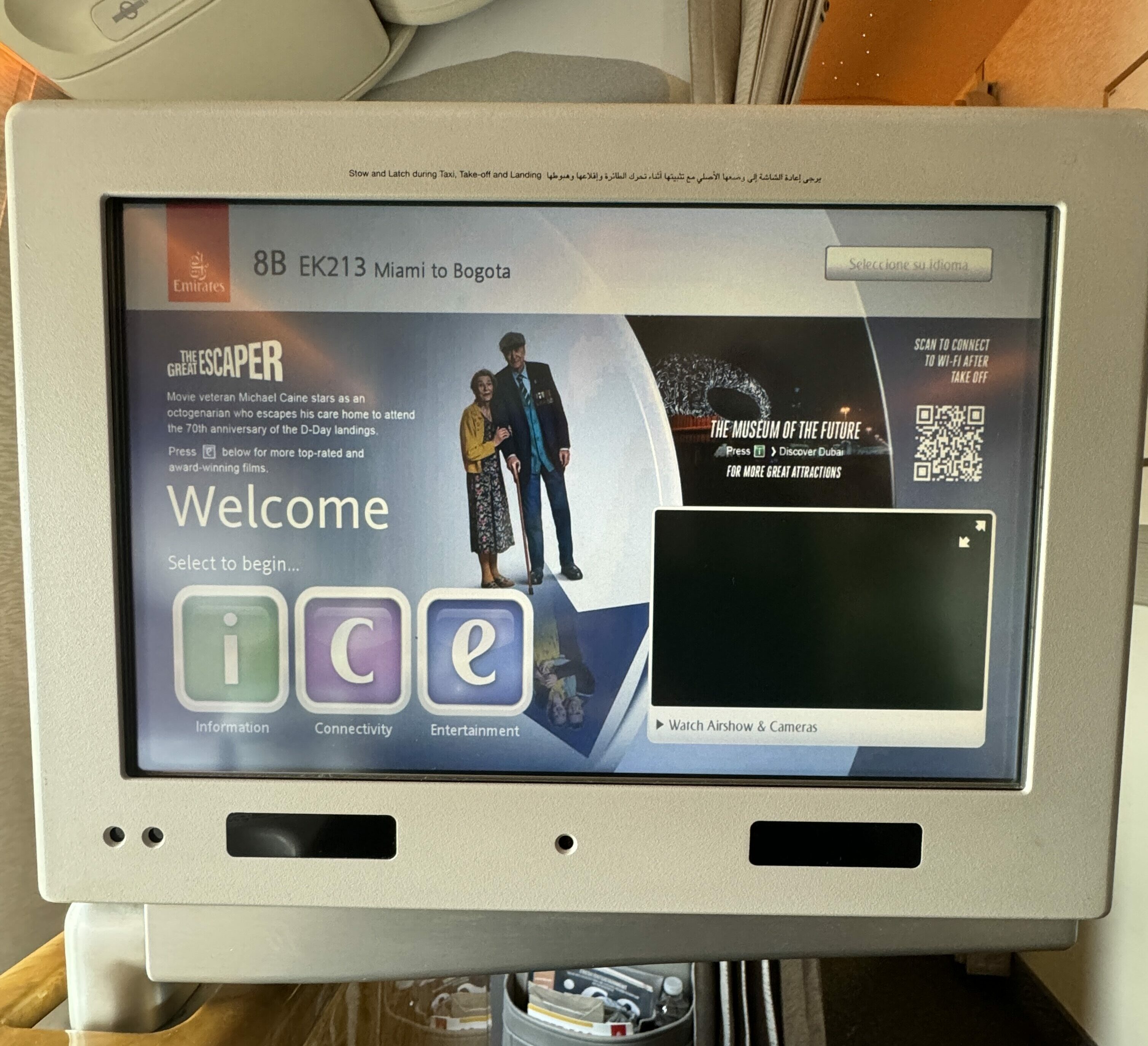 Emirates IFE screen Emirates IFE screen