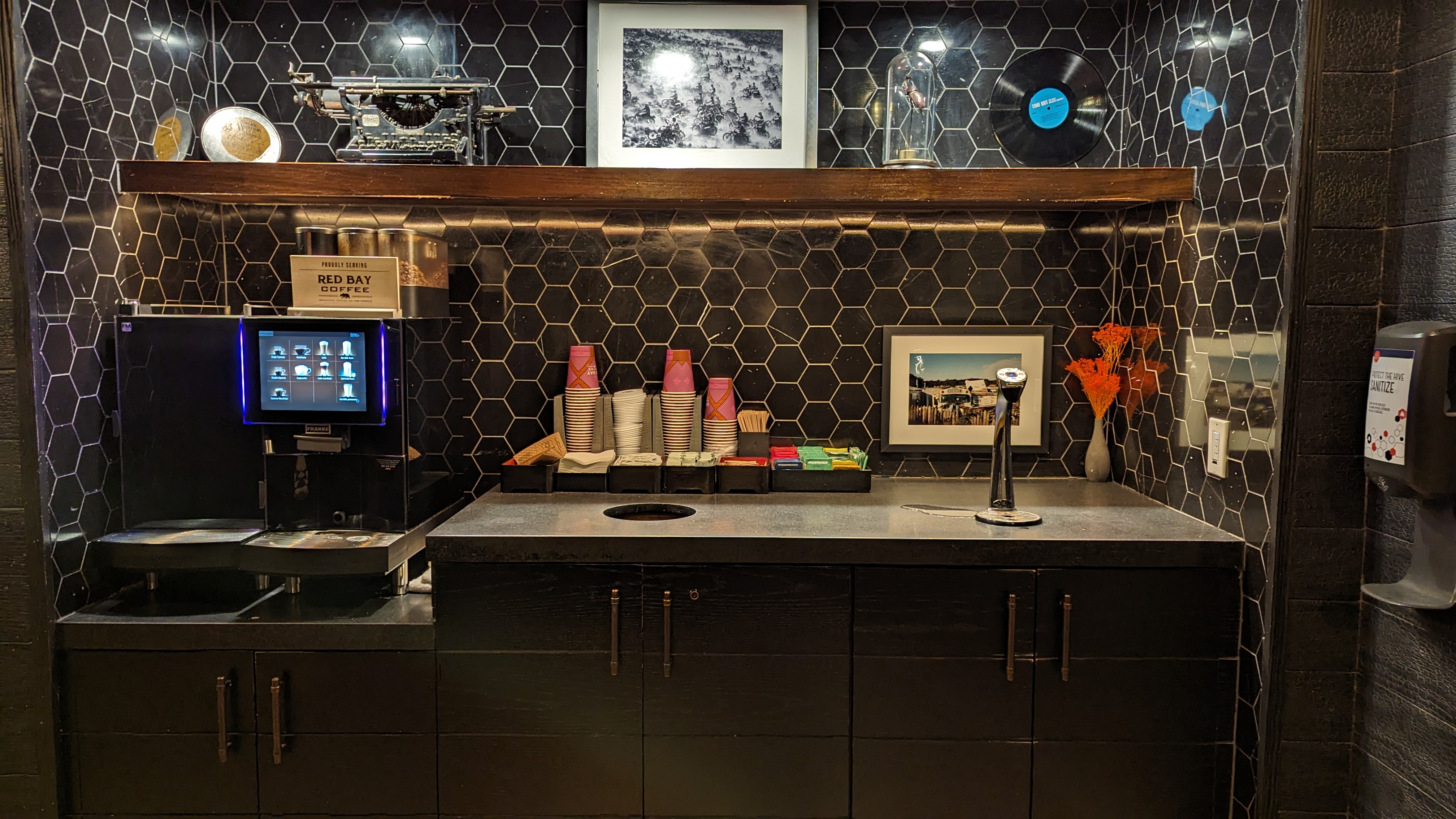 Hotel Kabuki San Francisco amenities beverage station Hotel Kabuki San Francisco amenities beverage station
