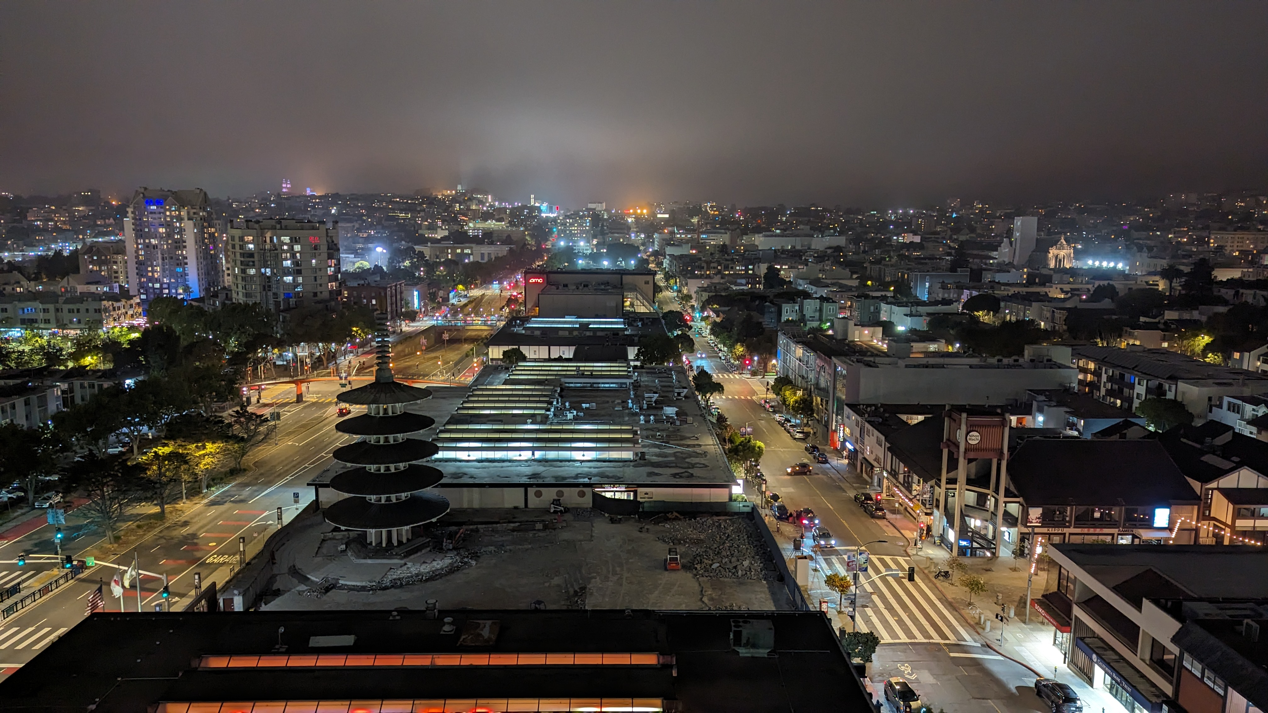 Hotel Kabuki San Francisco guest room view night Hotel Kabuki San Francisco guest room view night