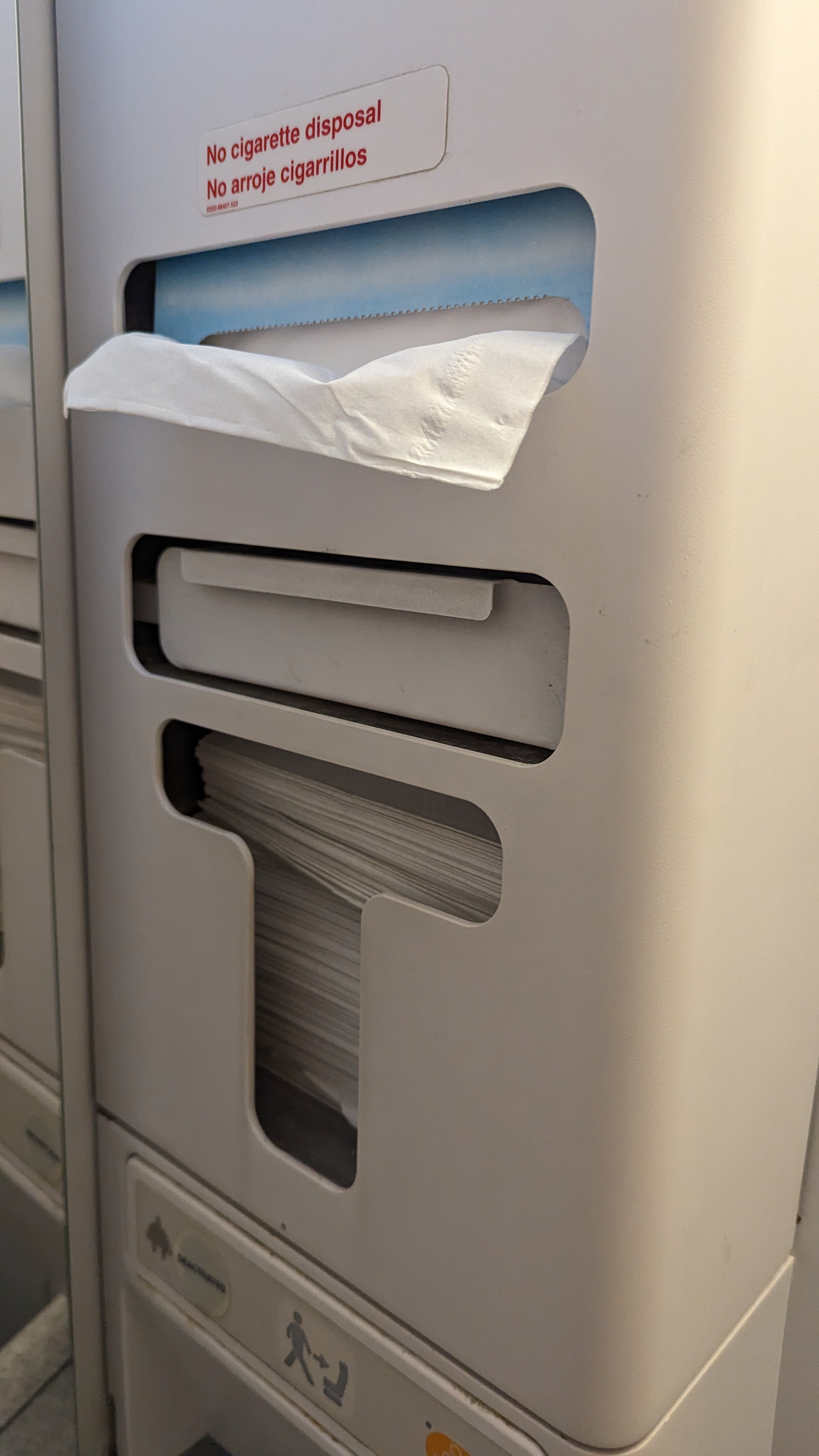 IAH to LAS Spirit lavatory napkins IAH to LAS Spirit lavatory napkins