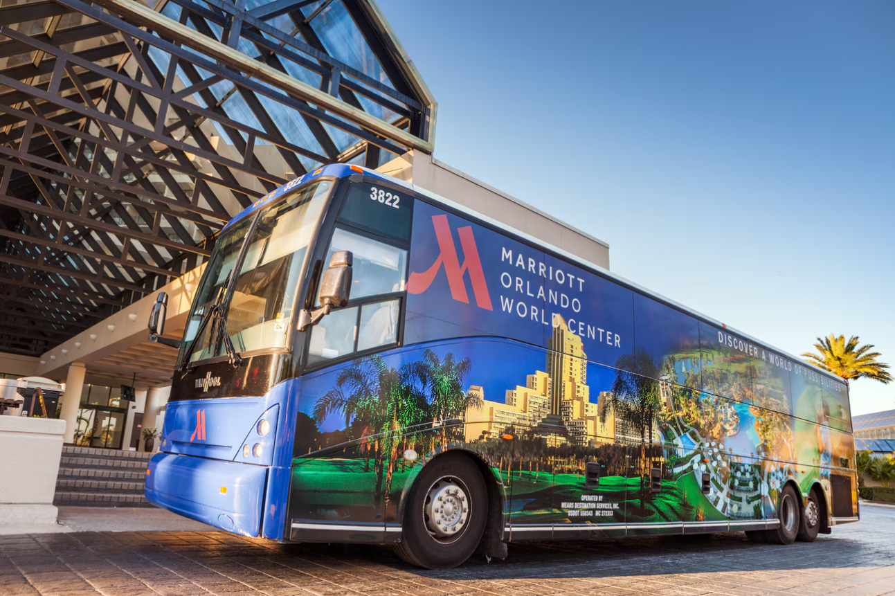 Orlando World Center Marriott Disney World Shuttle Orlando World Center Marriott amenities Disney parks shuttle
