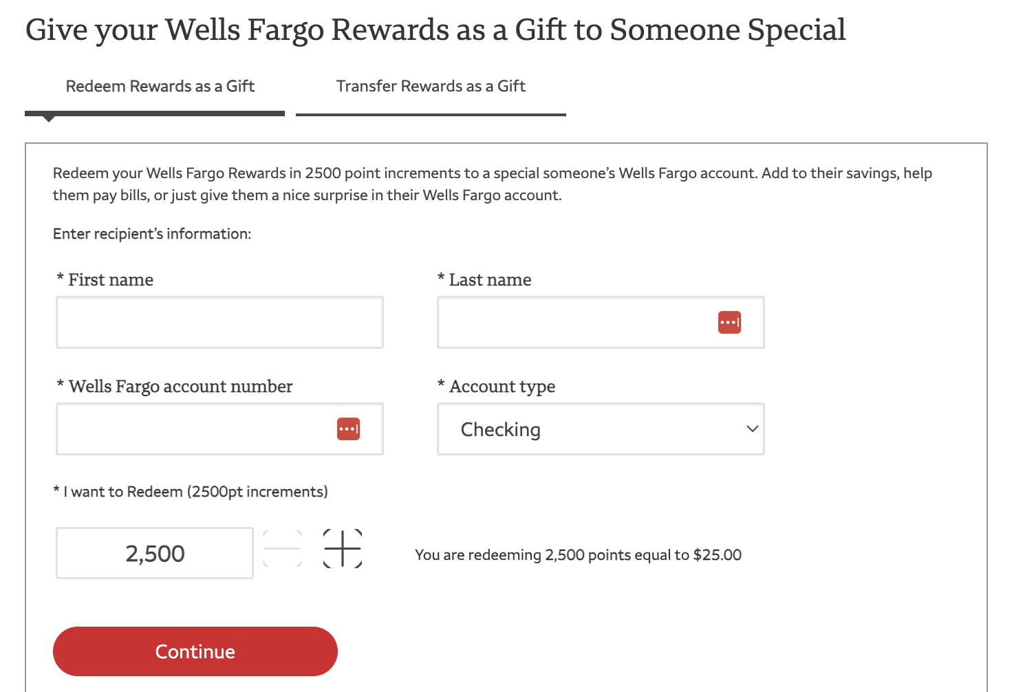 Wells Fargo gift points to others Wells Fargo gift points to others