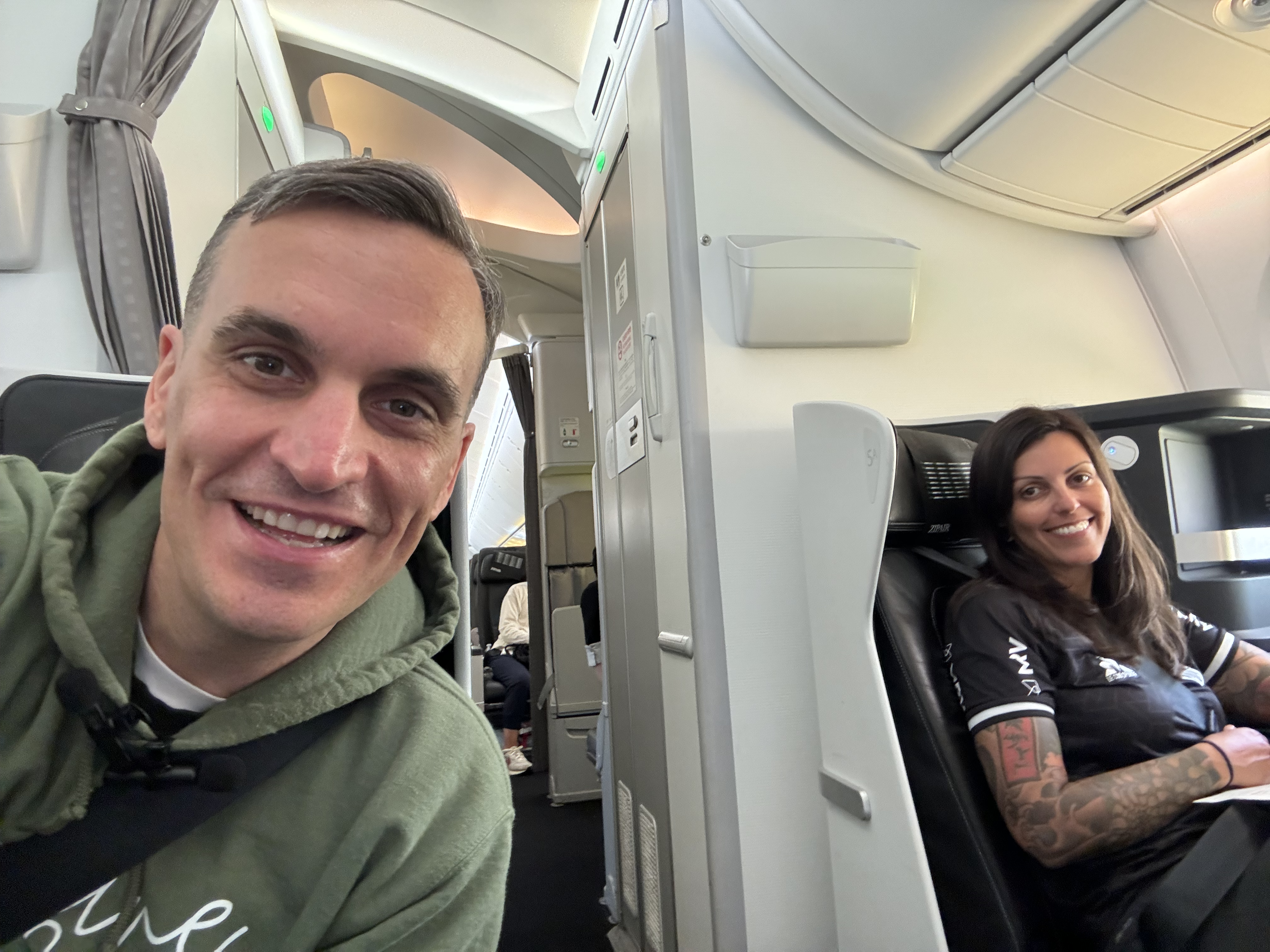 Zipair LAX NRT business class Ryan and wife Zipair LAX NRT business class Ryan and wife