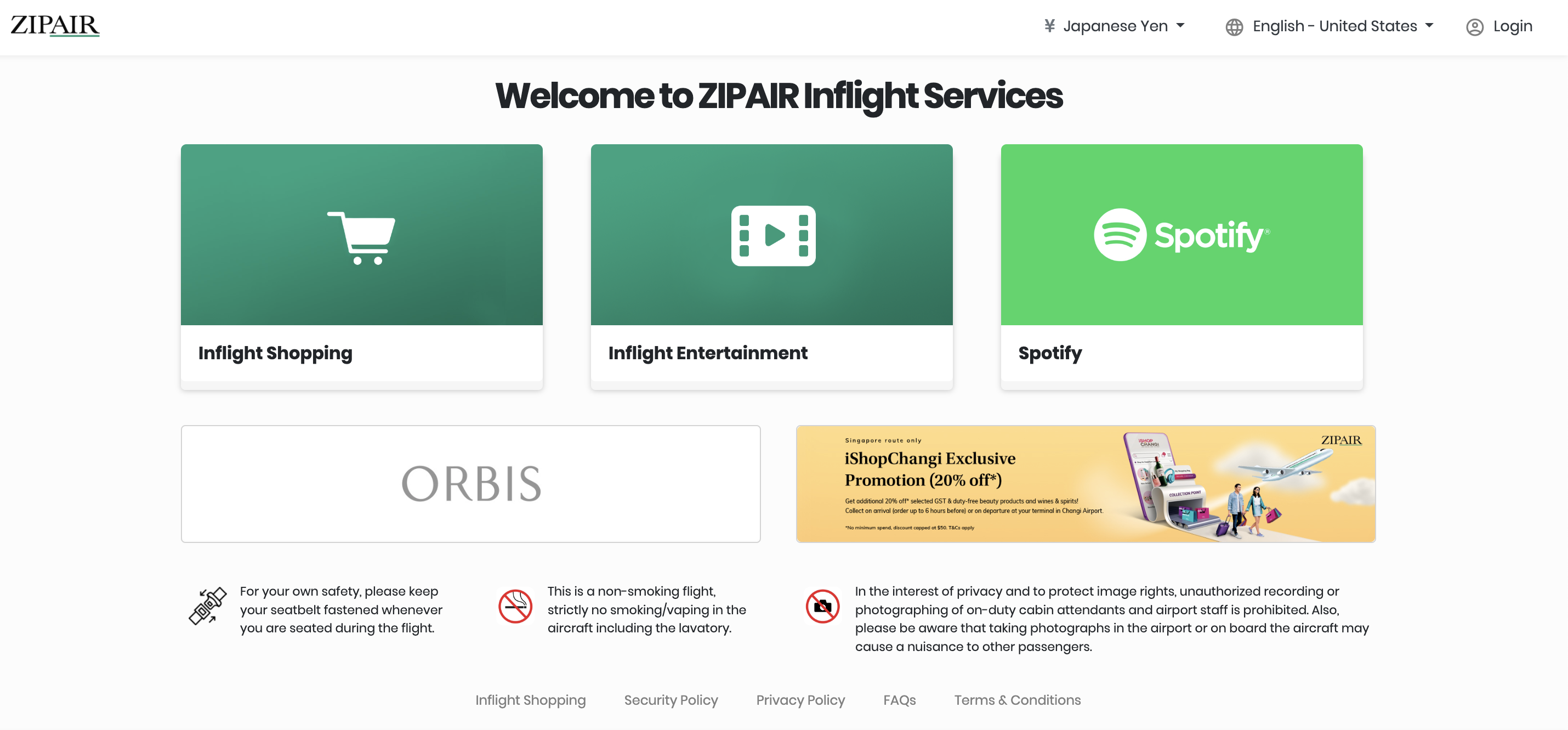 Zipair LAX NRT inflight services home page Zipair LAX NRT inflight services home page
