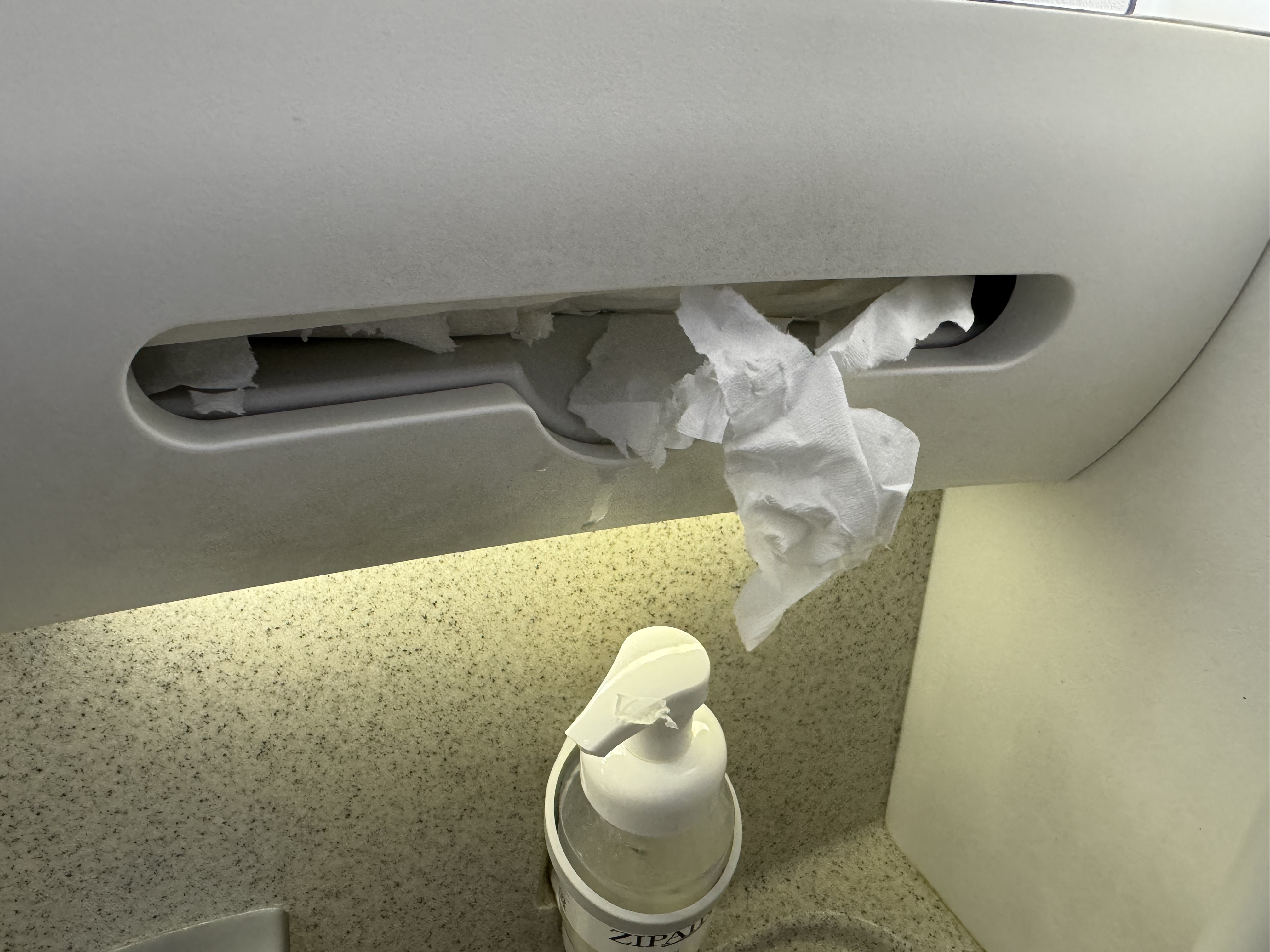 Zipair LAX NRT lavatory paper towel problem Zipair LAX NRT lavatory paper towel problem