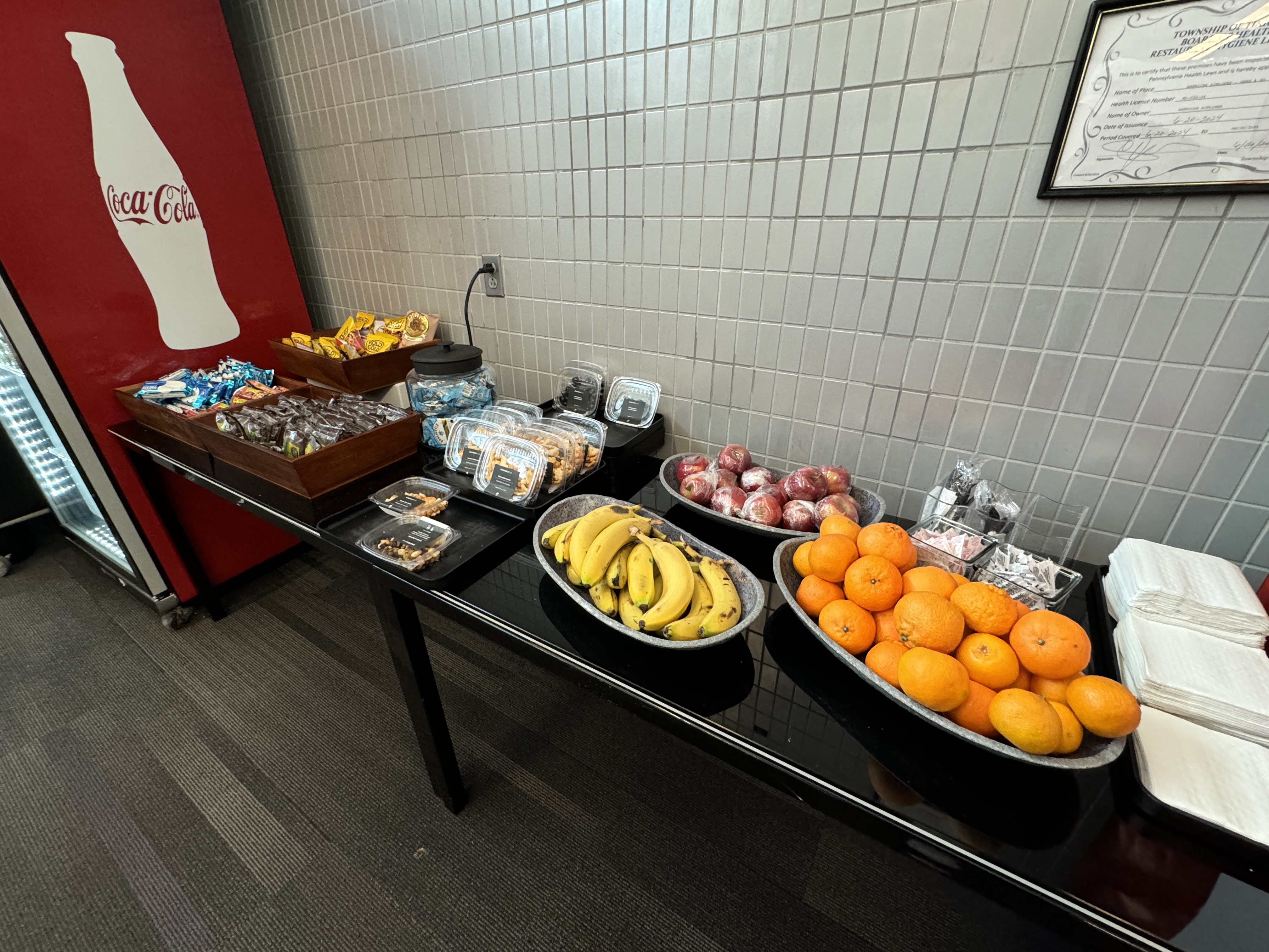 Admirals Club temporary location PHL A Wes Fruit and snacks