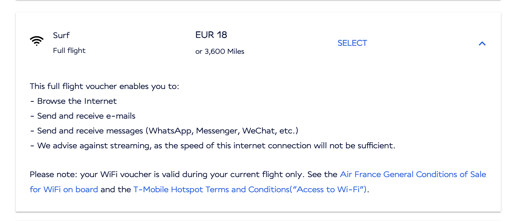 Air France full flight WiFi Air France full flight WiFi