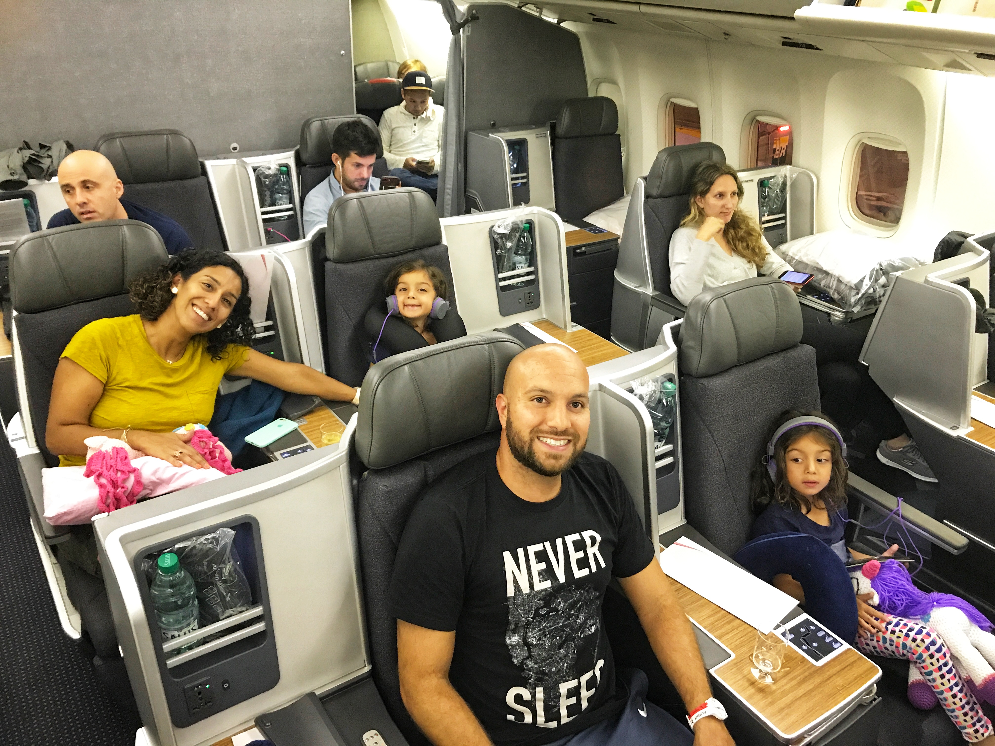 American Airlines 767 Business Class with the Family Juan Ruiz Kids can fly up front too.