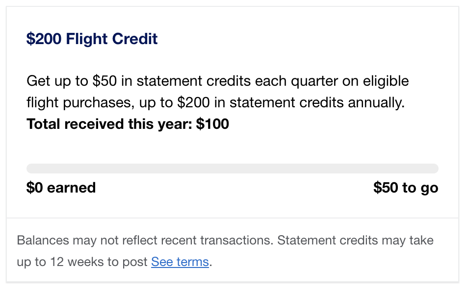 American Express 200 flight credit tracker American Express 200 flight credit tracker