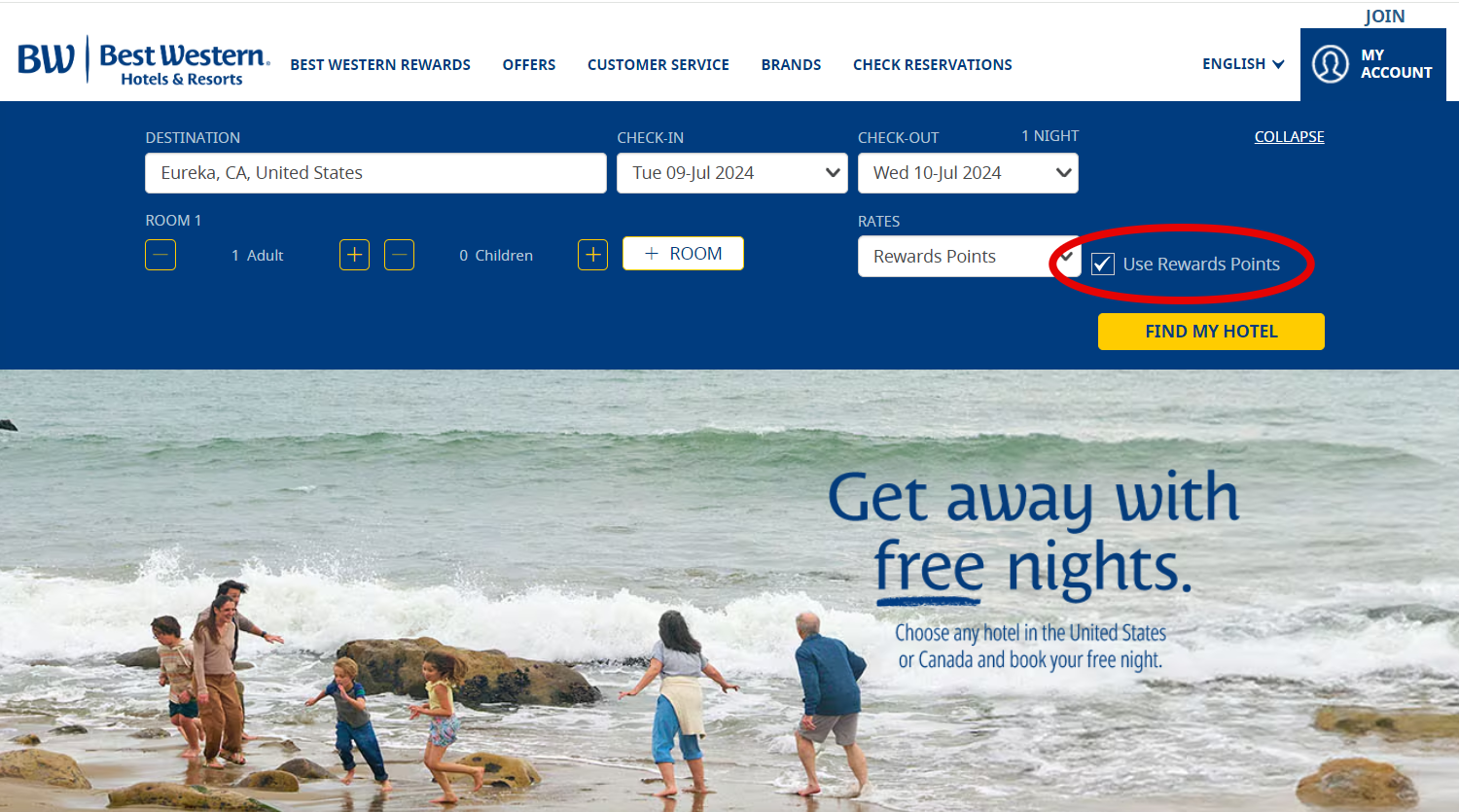 Best Western award booking