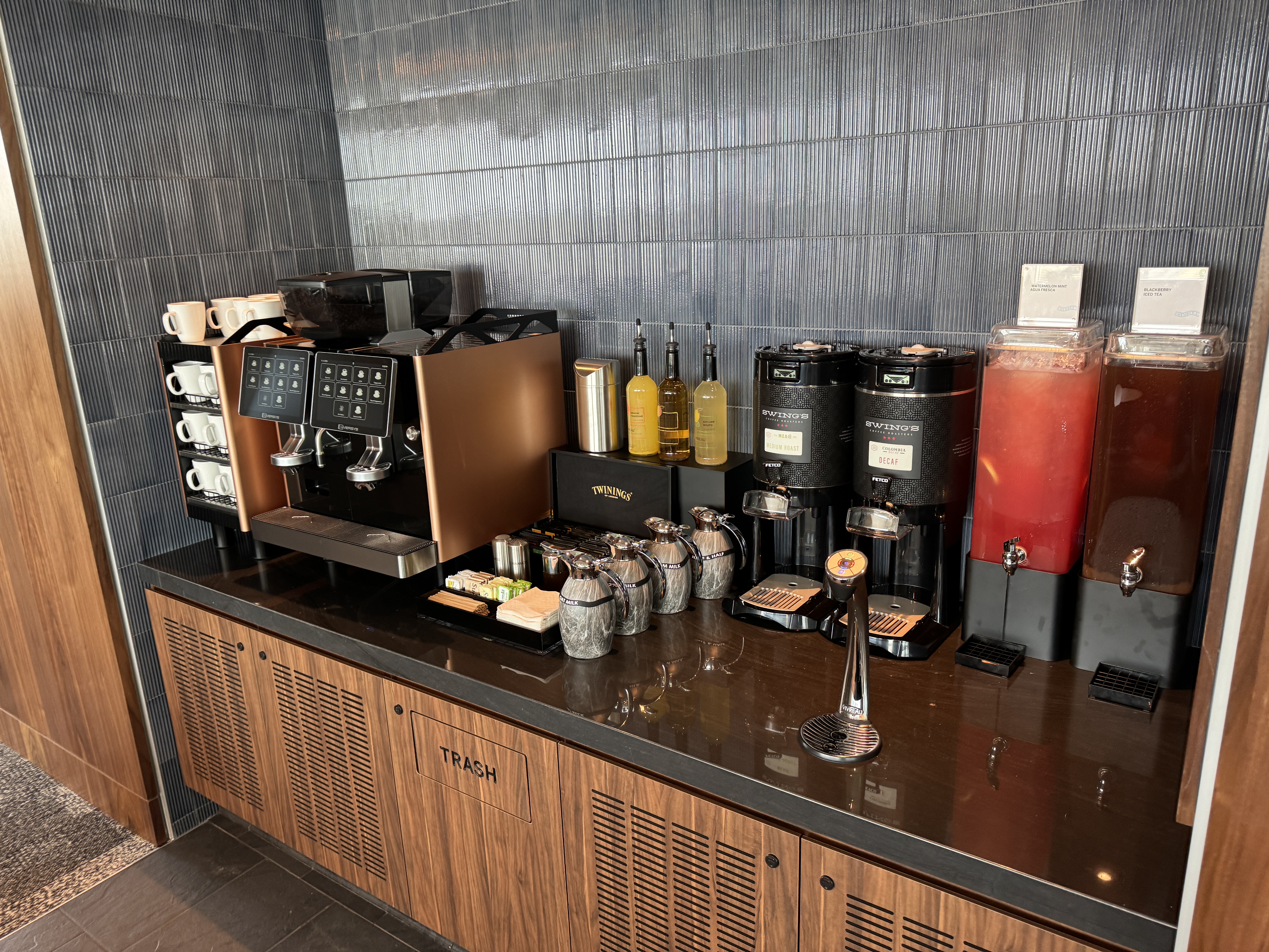 Centurion Lounge DCA Beverage Station with tea Centurion Lounge DCA Beverage Station with tea
