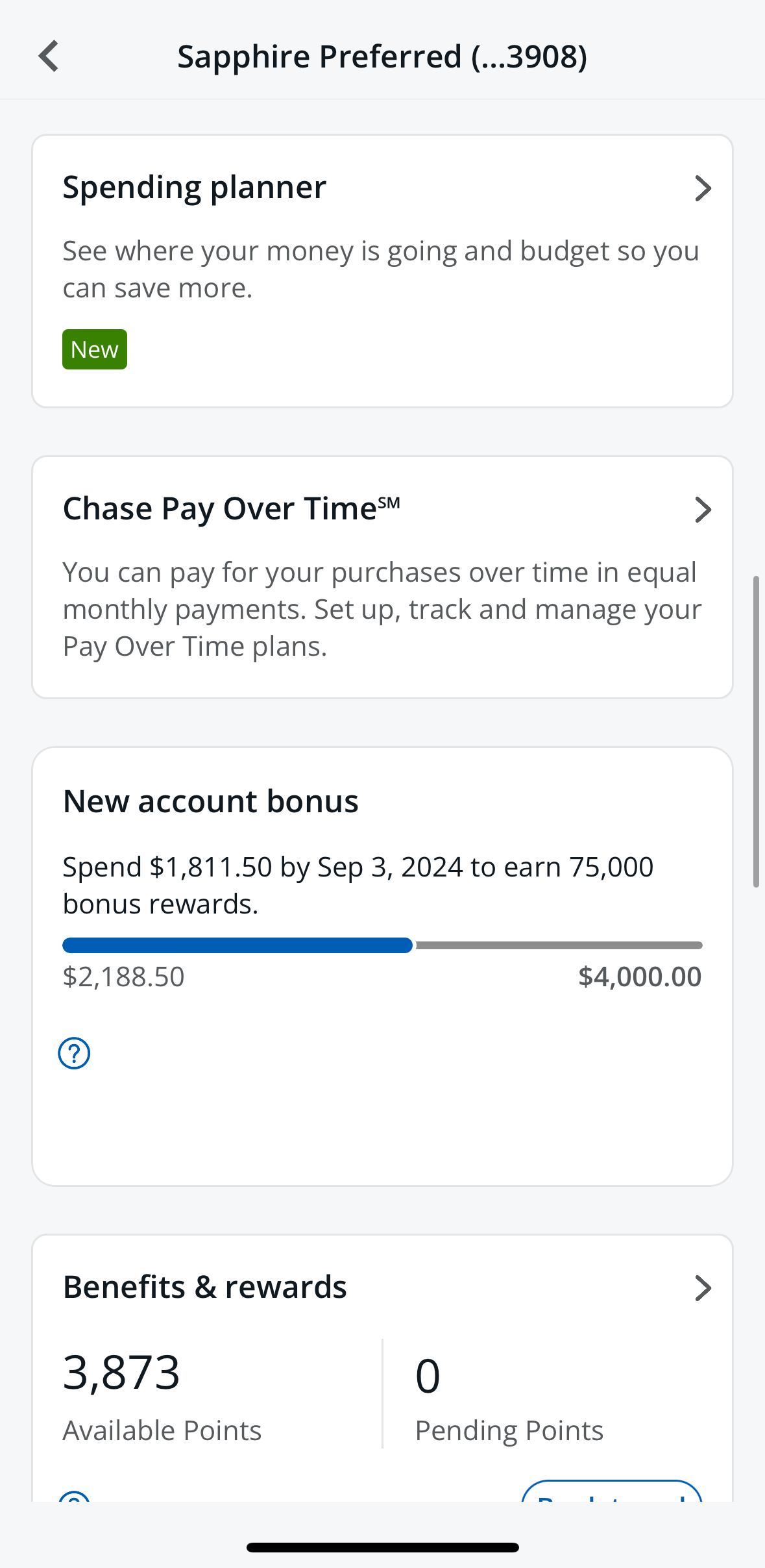 Chase Sapphire Preferred welcome bonus tracker