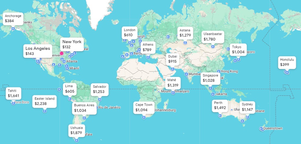 Google Flights World Map