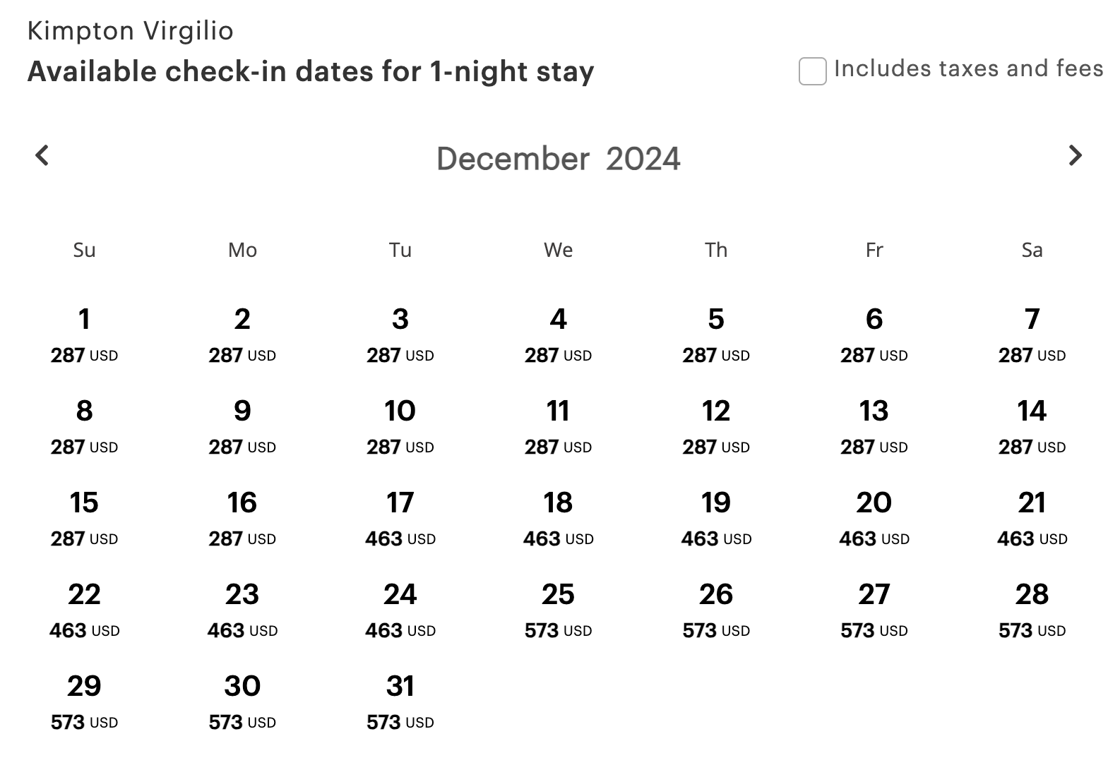 Kimpton Virgilio Cash Rates