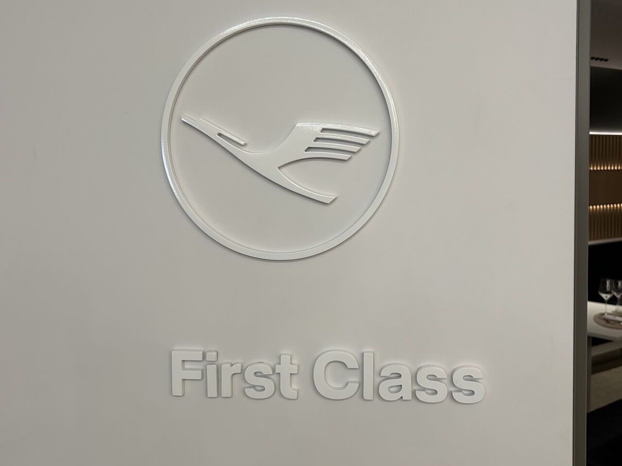 Lufthansa Allegris lounge Newark EWR first class sign Lufthansa Allegris lounge Newark EWR first class sign
