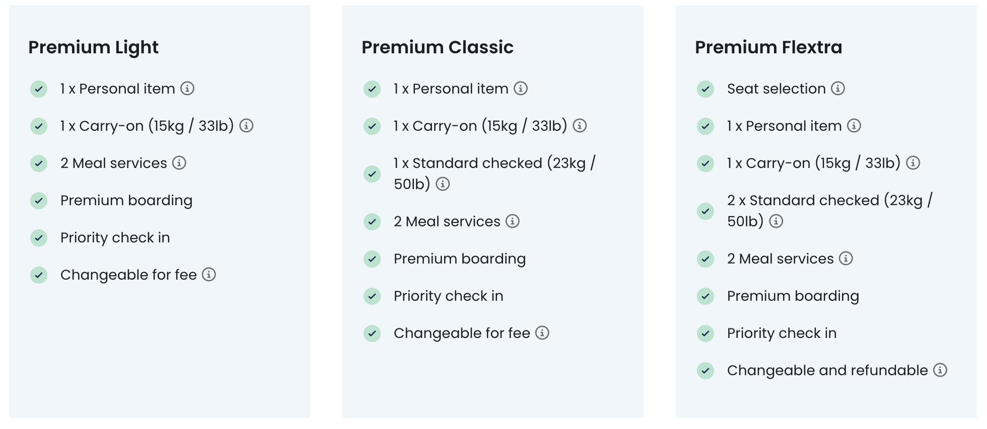 Norse Atlatntic premium fare types Norse Atlatntic premium fare types