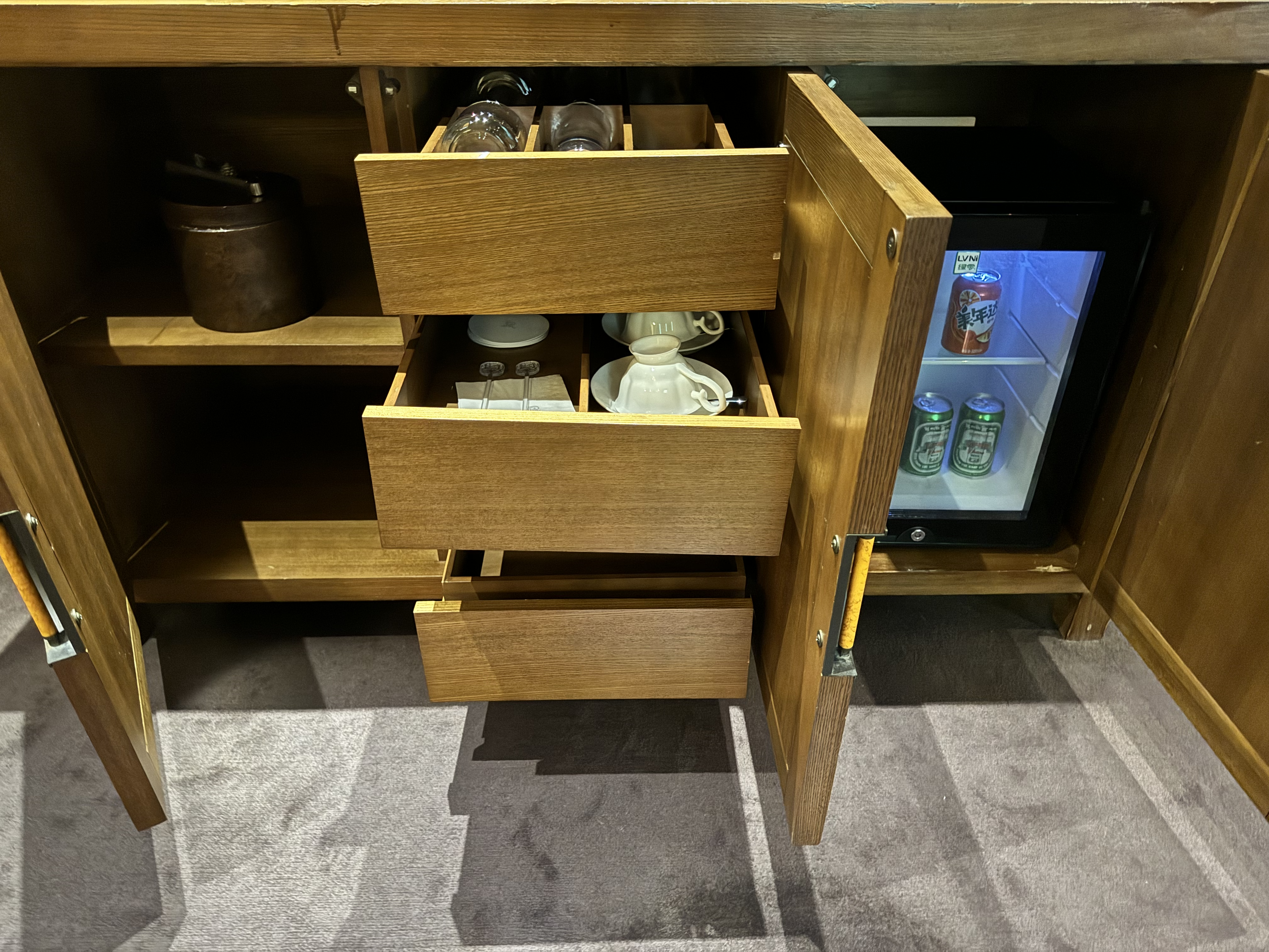 St Regis Lhasa living room minibar minifridge St Regis Lhasa living room minibar minifridge