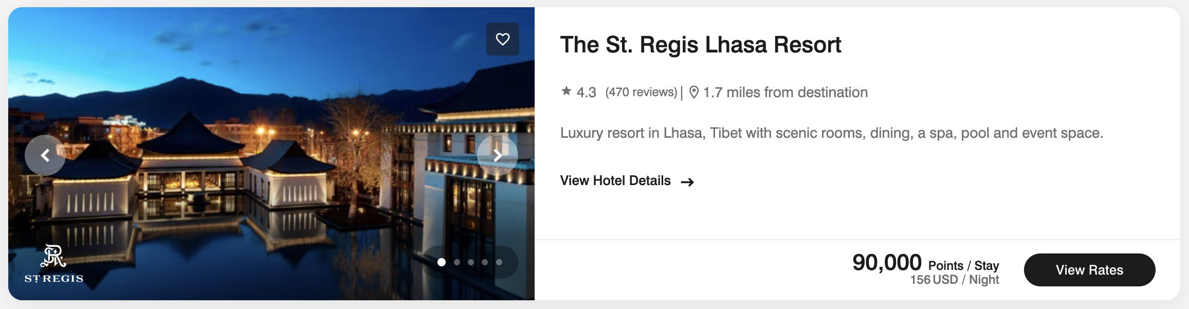 St Regis Lhasa points cost St Regis Lhasa points cost