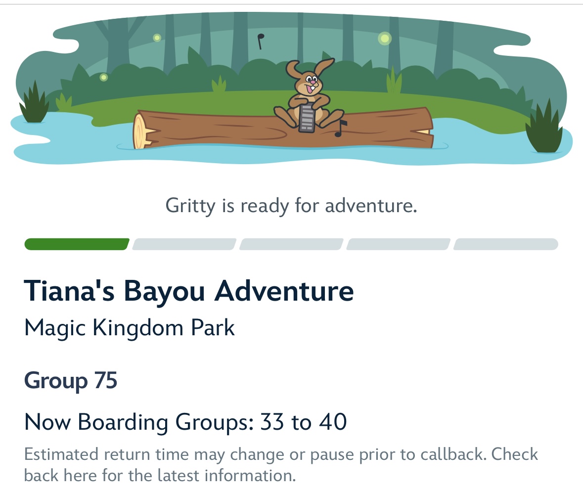 Screenshot of a Virtual Queue for Tiana's Bayou Adventure Screenshot of a Virtual Queue for Tiana's Bayou Adventure