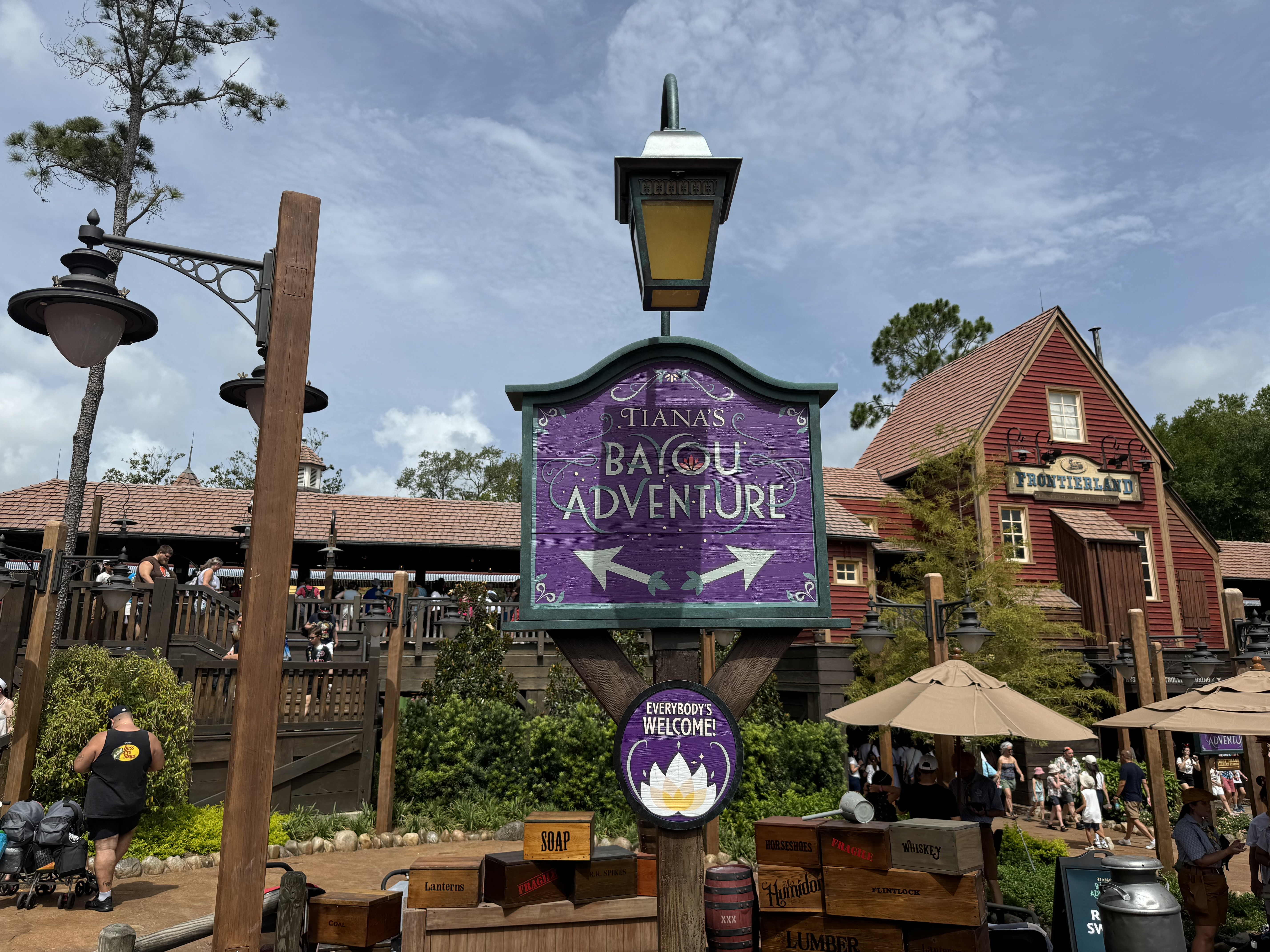 Tiana’s Bayou Adventure at Magic Kingdom Walt Disney World sign Tiana's Bayou Adventure at Magic Kingdom Walt Disney World sign