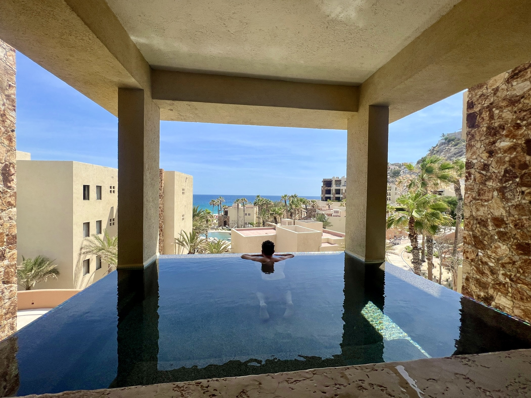 Enjoying the room's private pool at the Waldorf Astoria Los Cabos Pedregal