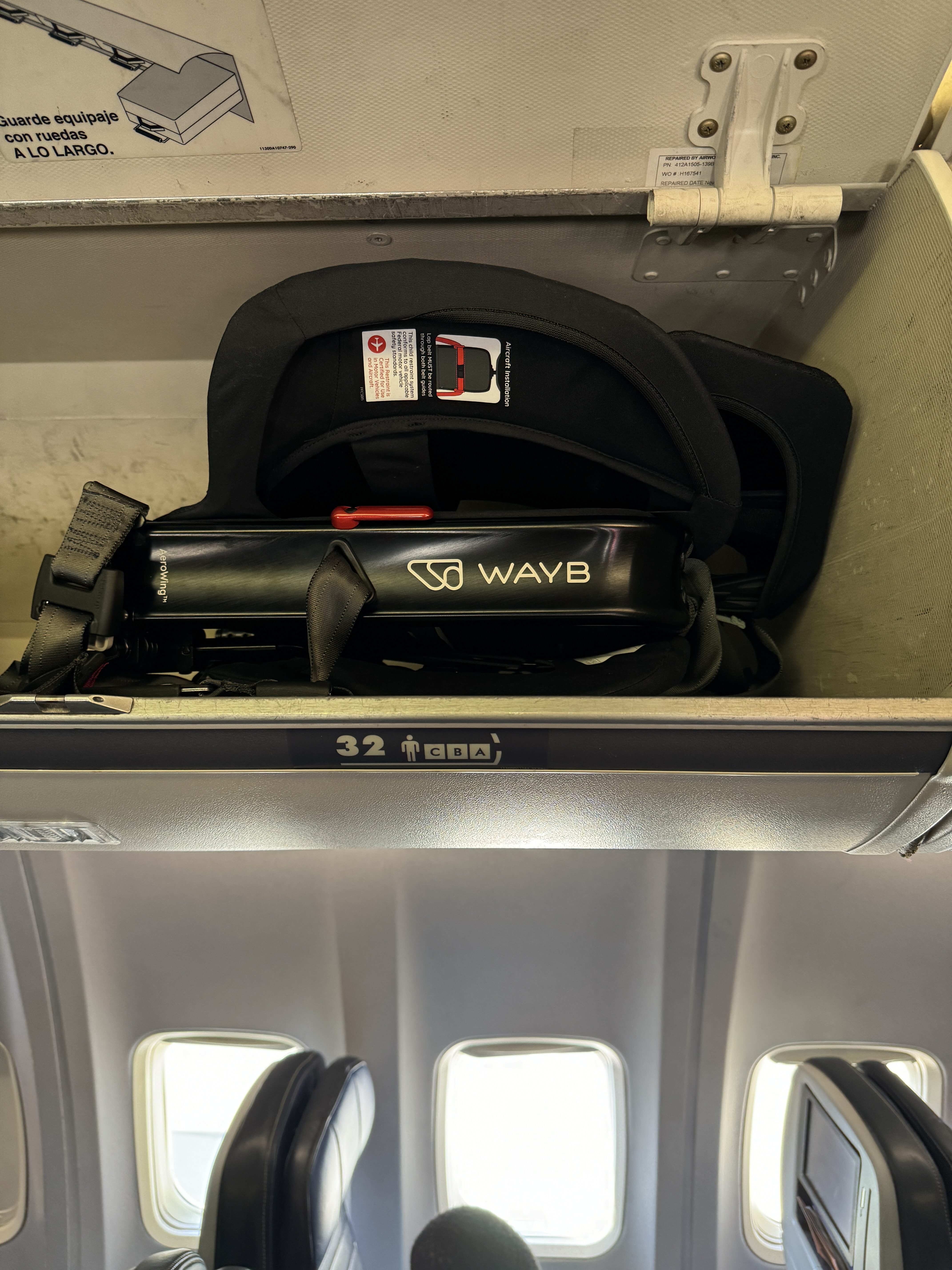 WayB Pico Car Seat in overhead bin WayB Pico Car Seat in overhead bin