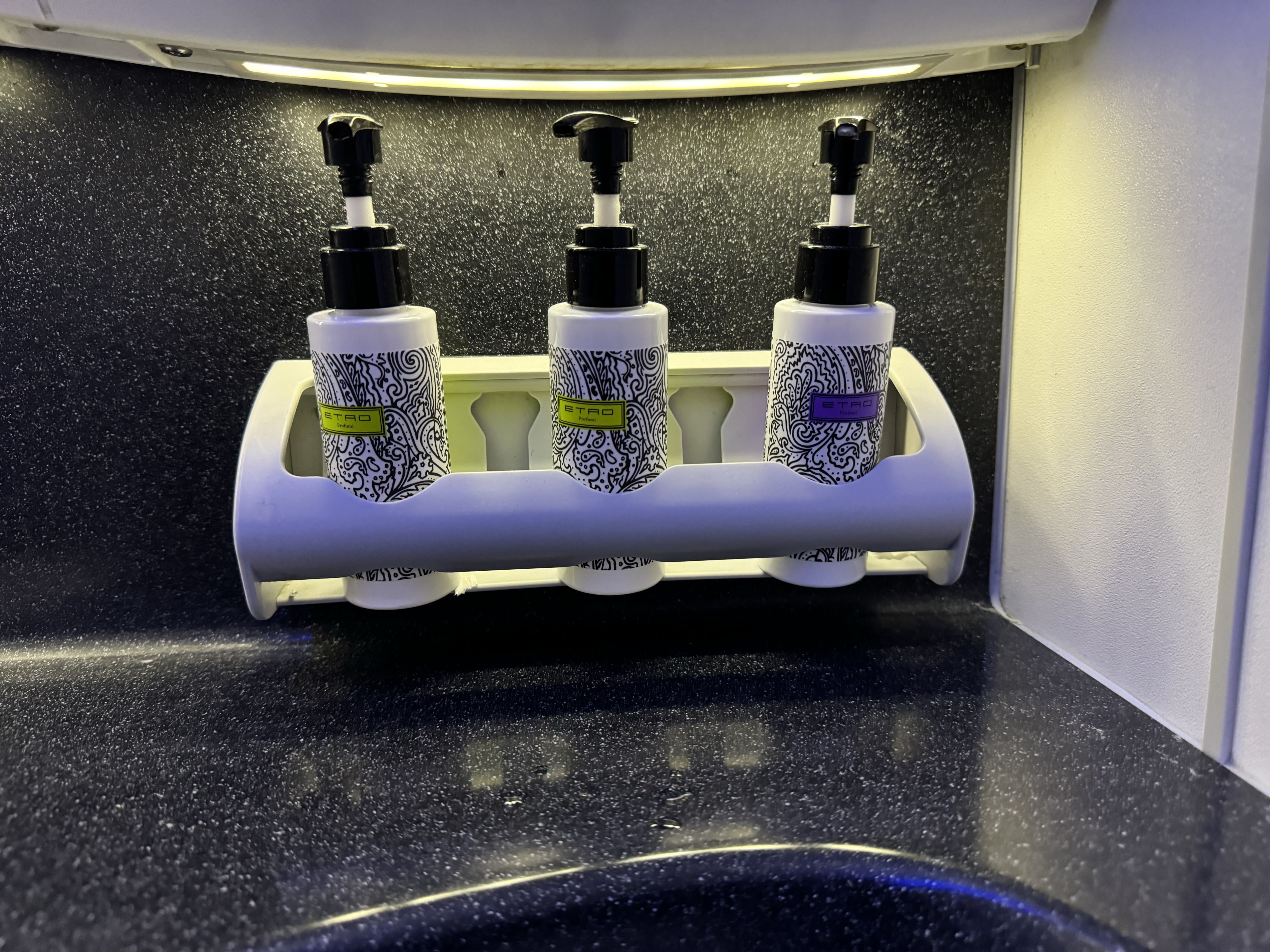 Aeromexico B787 9 business class lavatory pump bottles Aeromexico B787 9 business class lavatory pump bottles