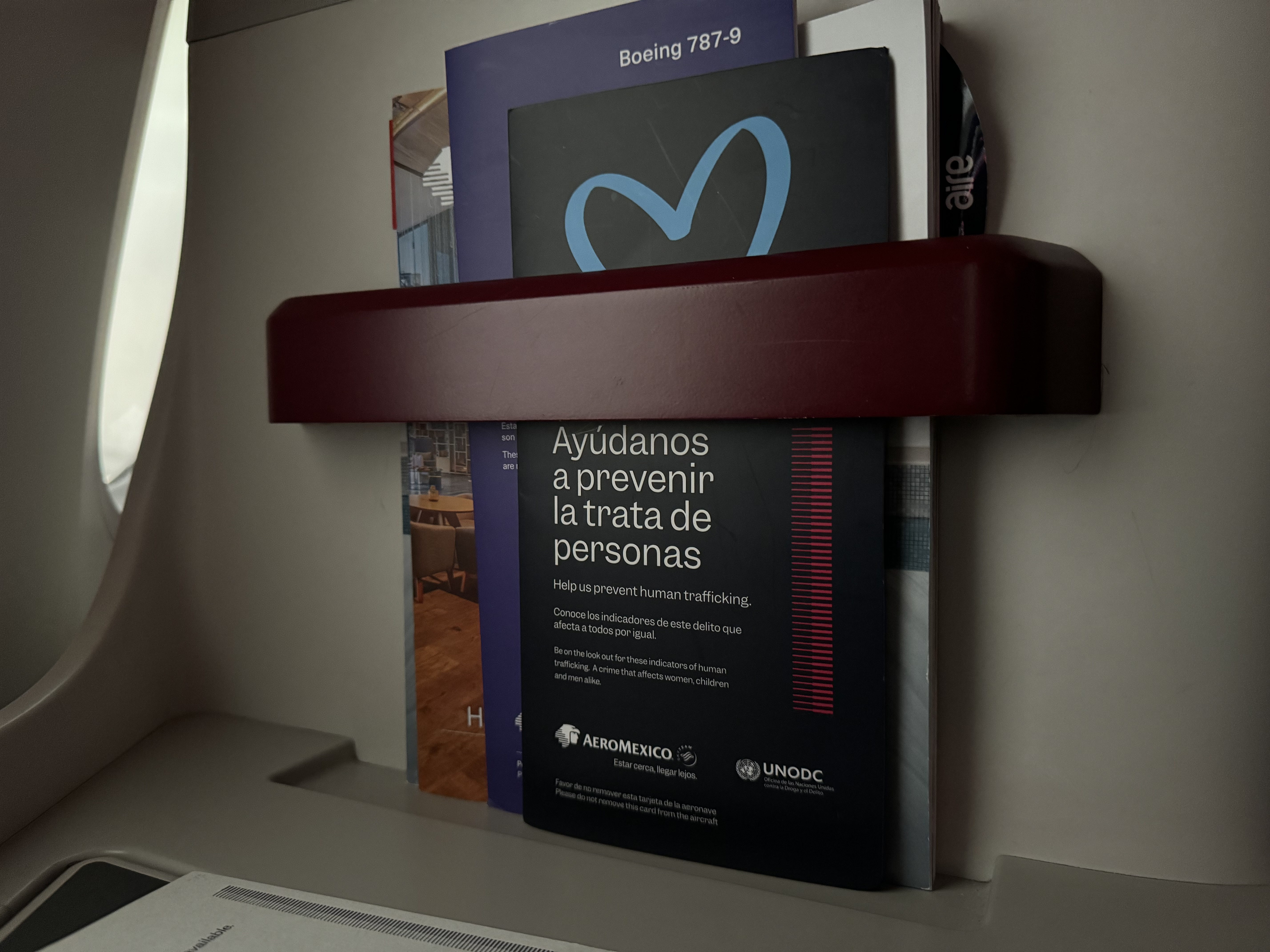Aeromexico B787 9 business class literature at seat Aeromexico B787 9 business class literature at seat