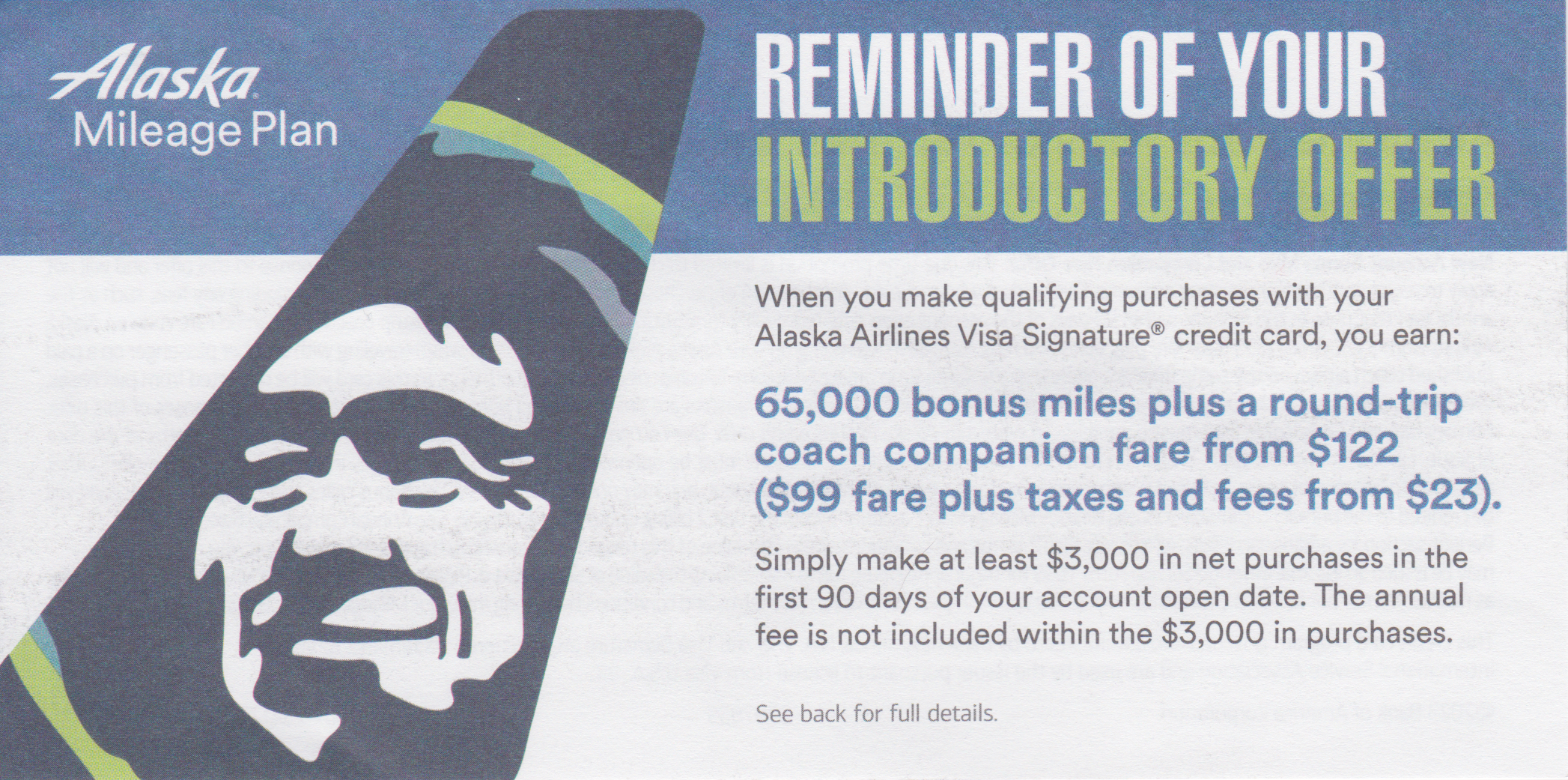 Alaska Visa welcome offer note Alaska Visa welcome offer note