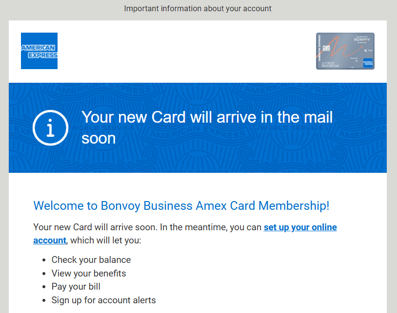 Bonvoy Business card new account email Bonvoy Business card new account email