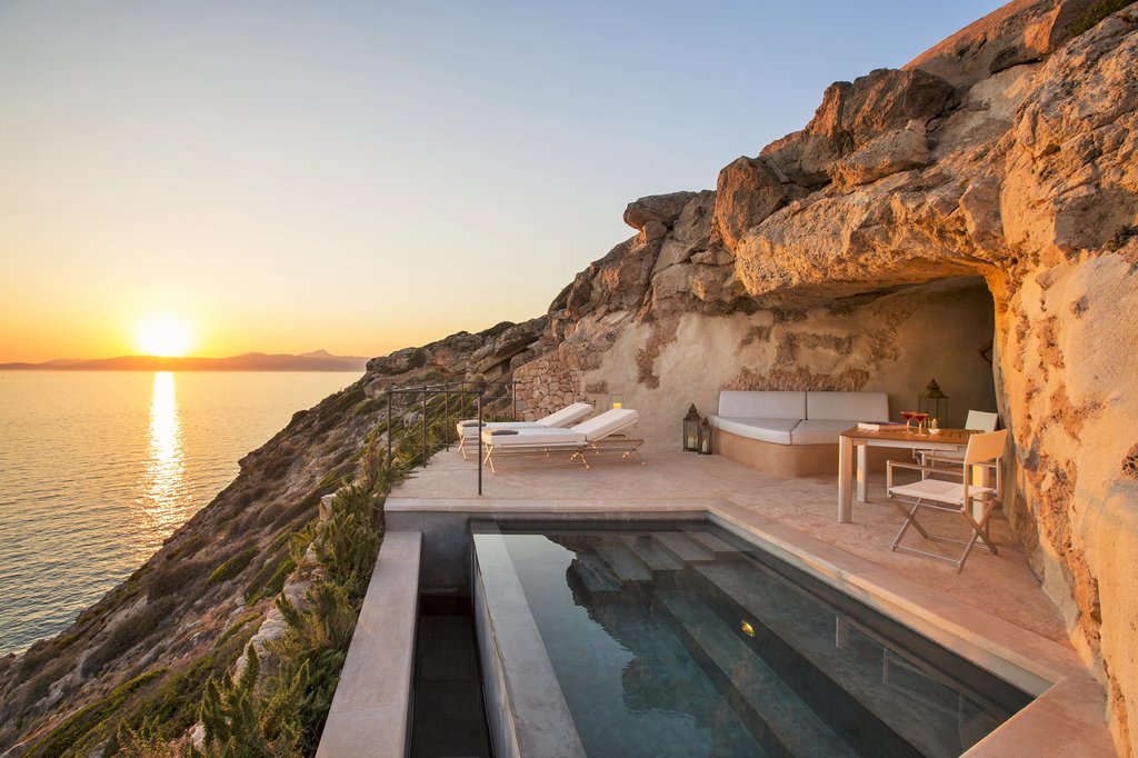 Cap Rocat Cave room at sunset