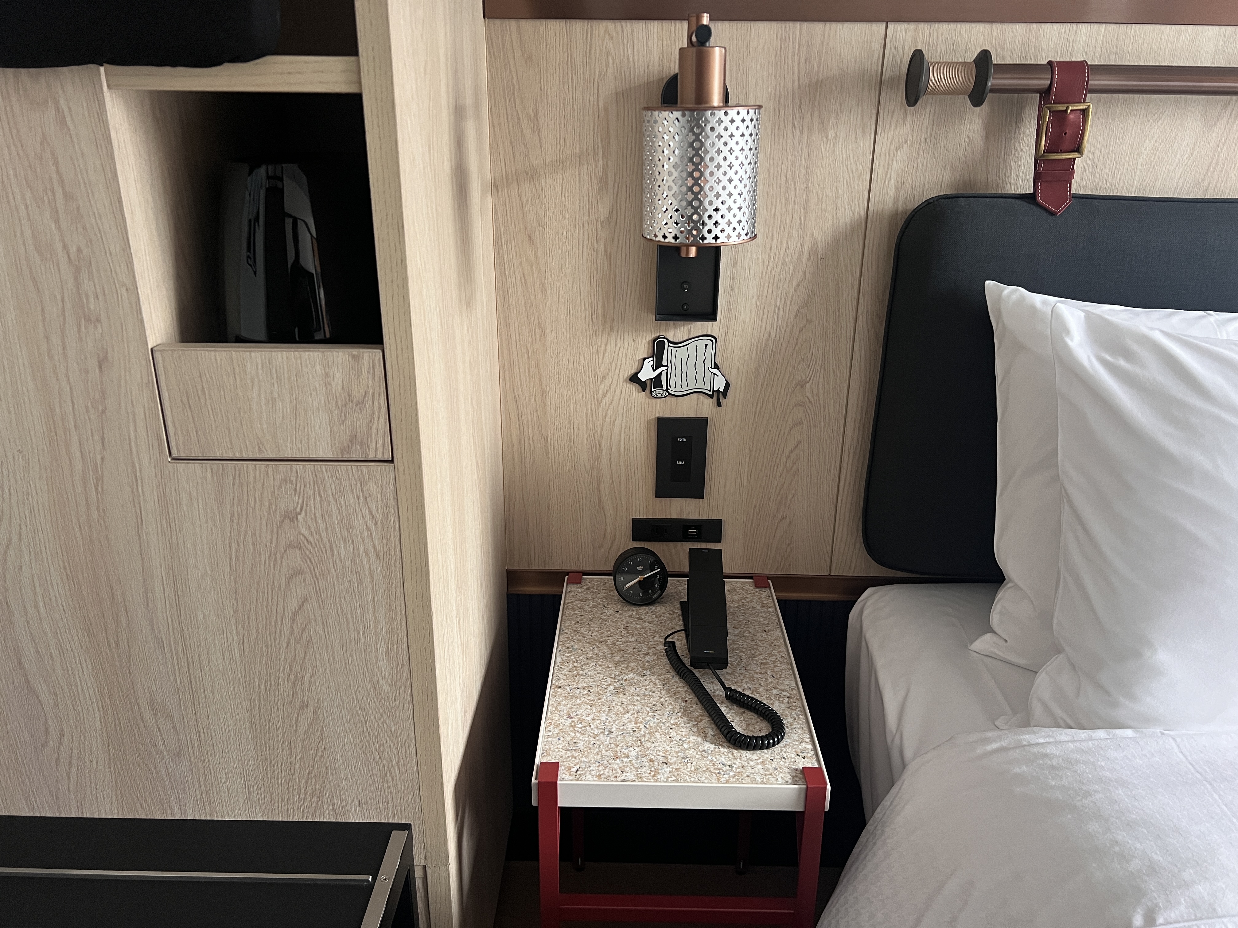 Caption by Hyatt Namba Osaka room nightstand with phone Caption by Hyatt Namba Osaka room nightstand with phone