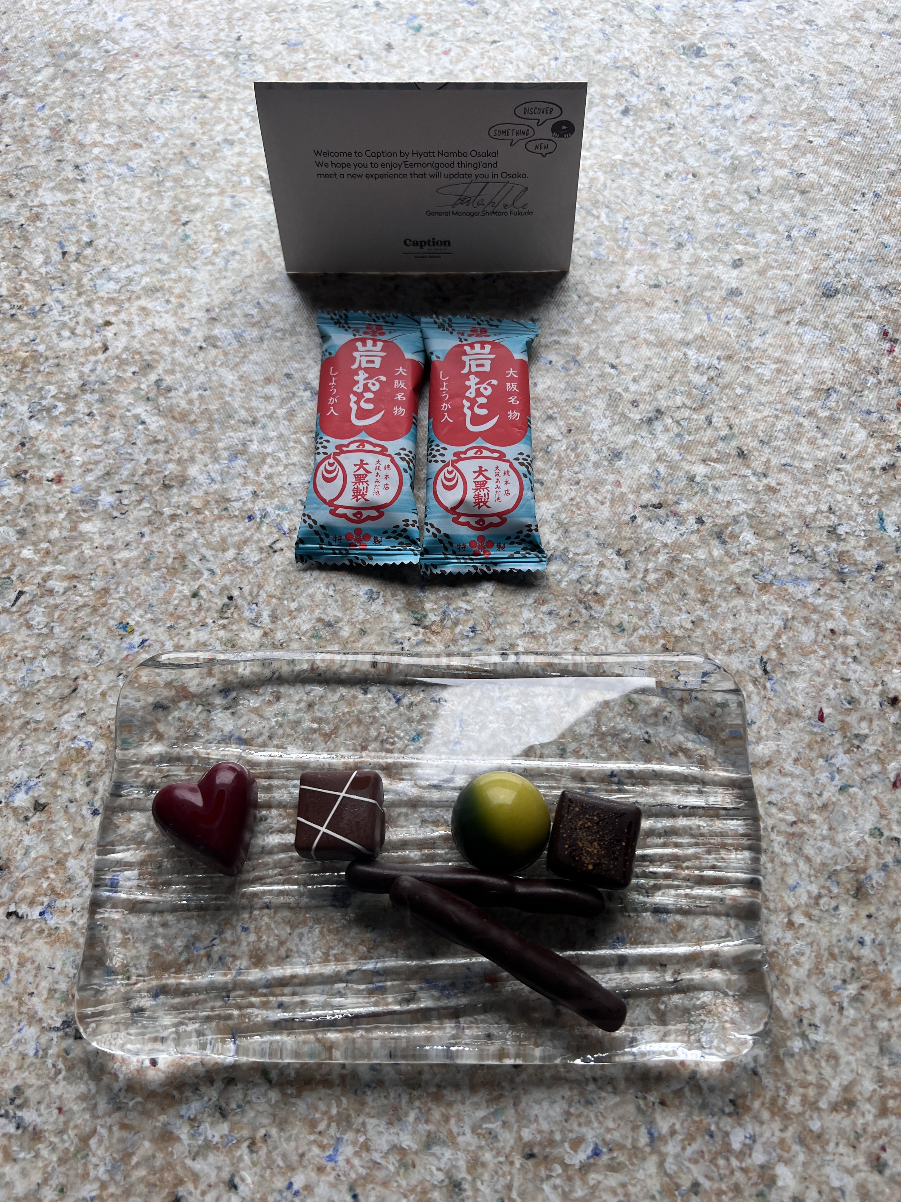 Caption by Hyatt Namba Osaka welcome chocolate Caption by Hyatt Namba Osaka welcome chocolate