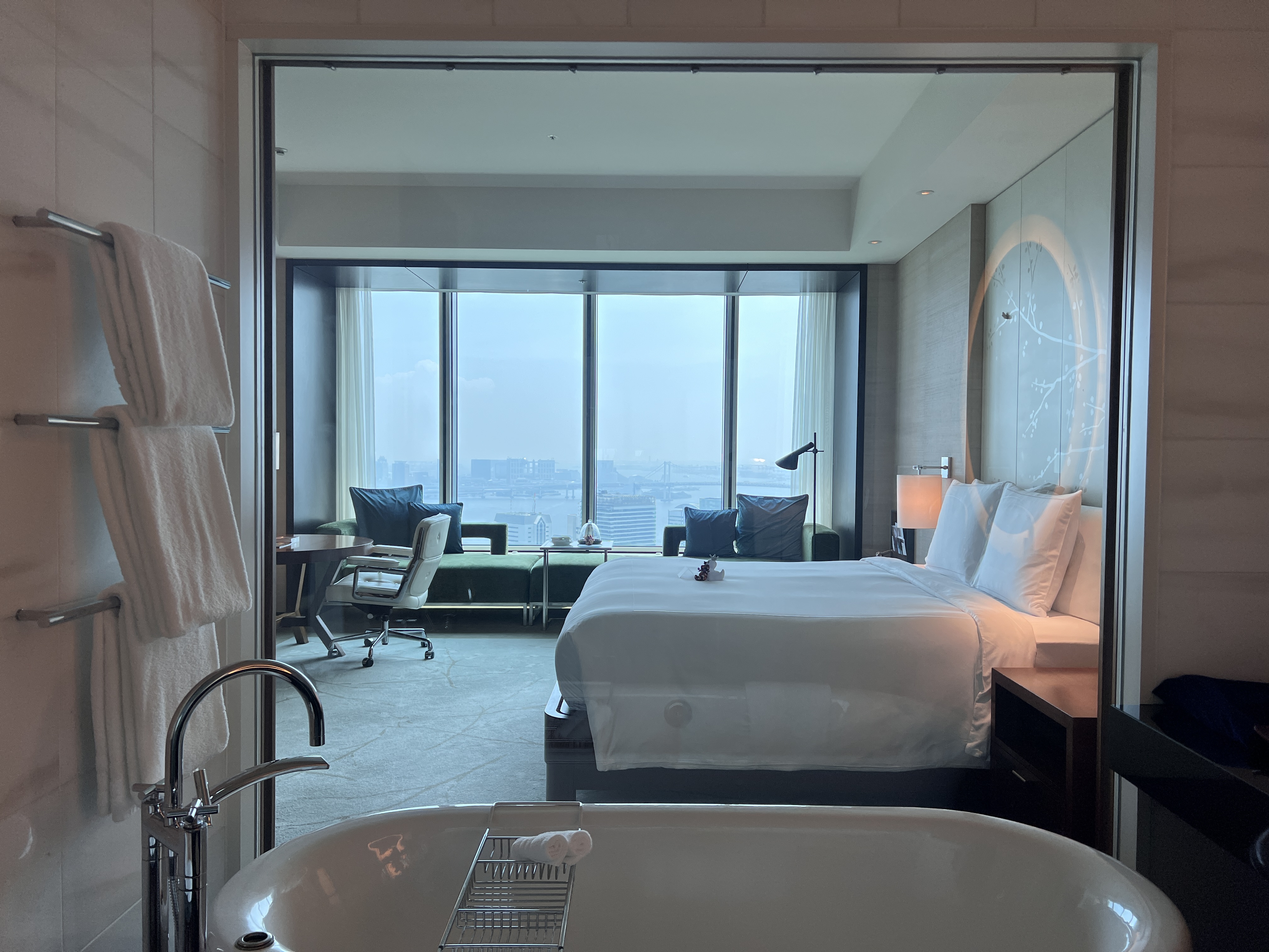 Conrad Tokyo bathroom to room view Conrad Tokyo bathroom to room view