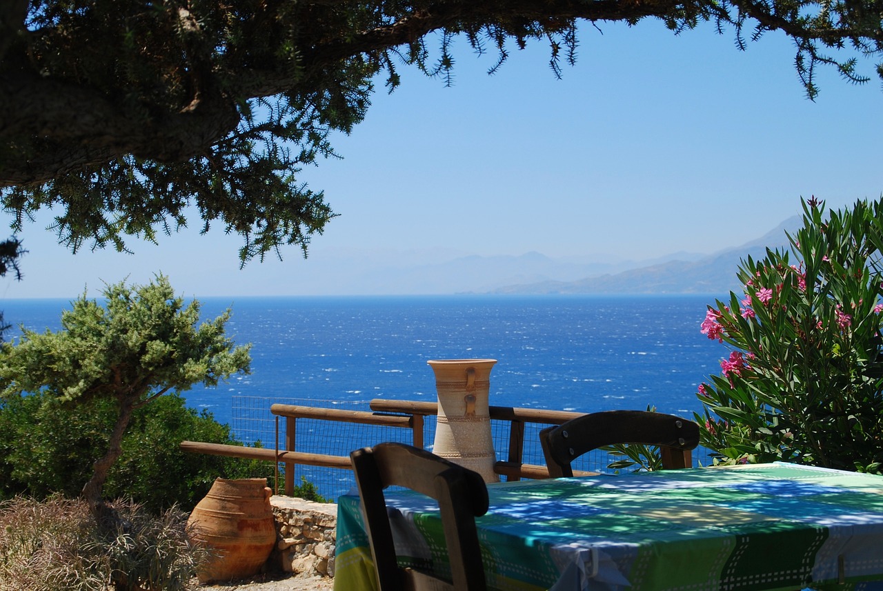 Crete, Greece a tavern overlooking the sea