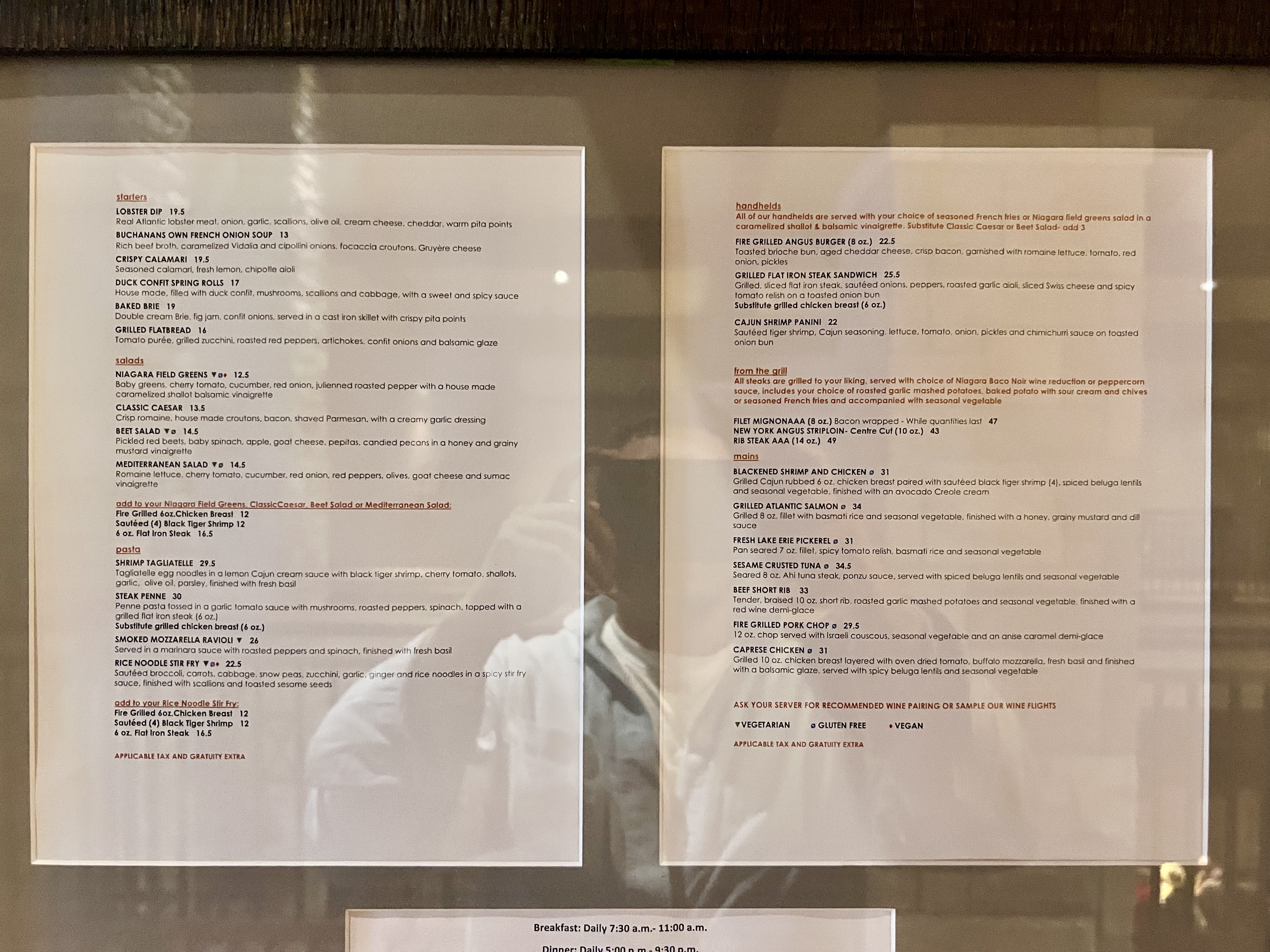 DoubleTree Fallsview Resort Spa by Hilton Niagara Falls Buchanans menu DoubleTree Fallsview Resort Spa by Hilton Niagara Falls Buchanans menu