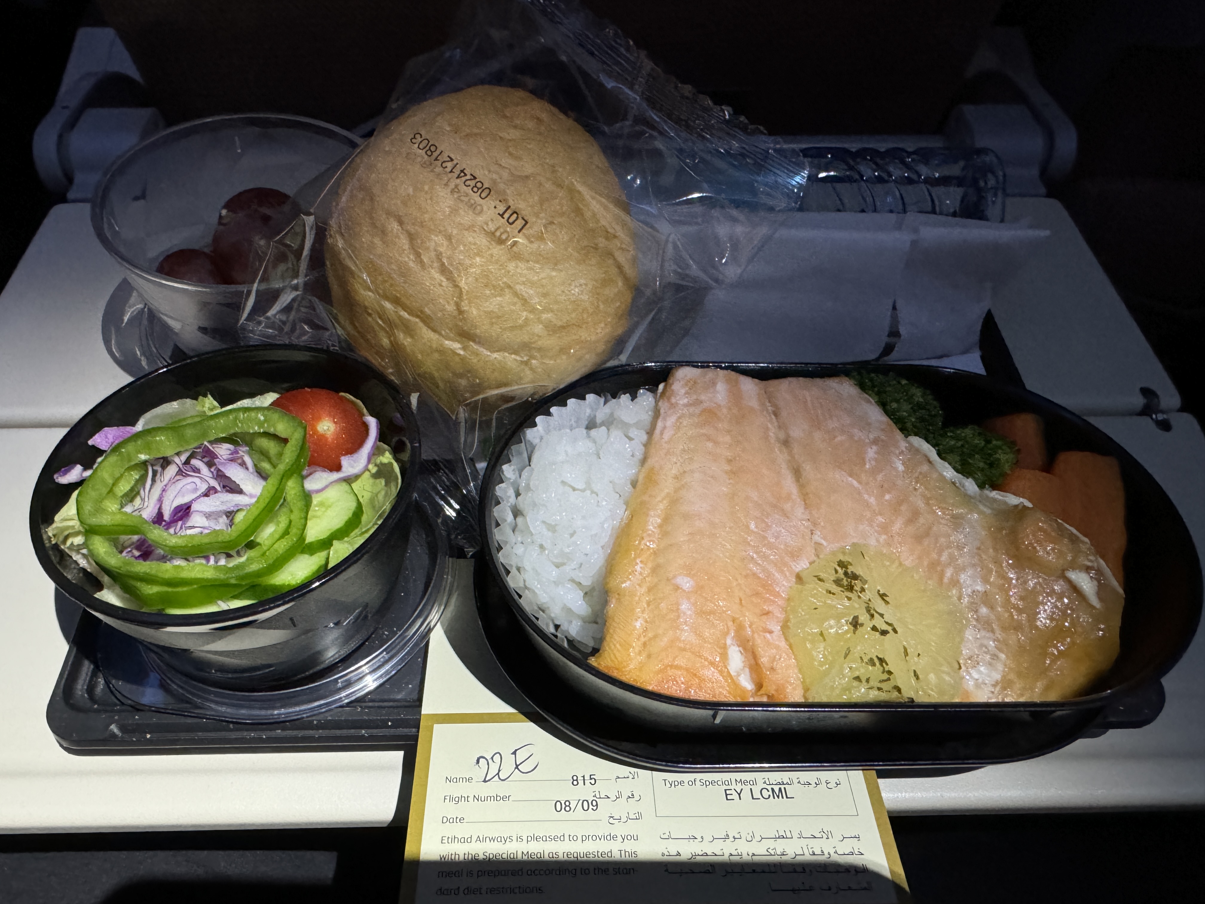 Etihad B787 9 Economy KIX AUH low cal meal 2