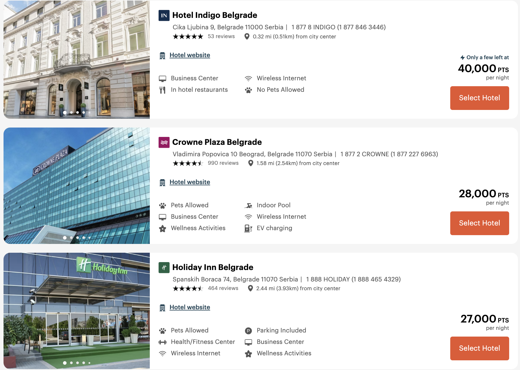 IHG Belgrade Hotels IHG Belgrade Hotels costs for sample dates