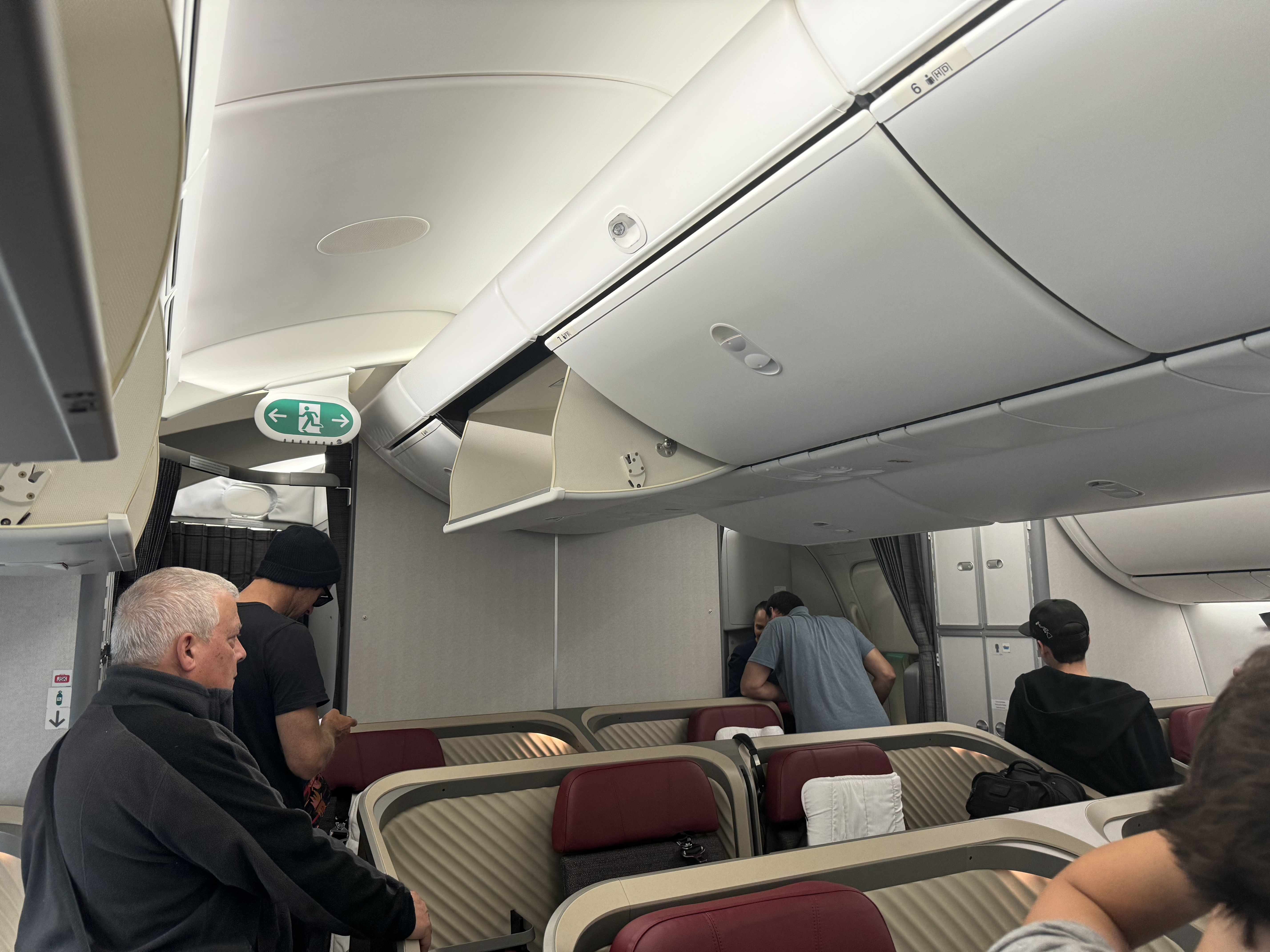 LATAM business class B787 9 GRU SCL seats at boarding