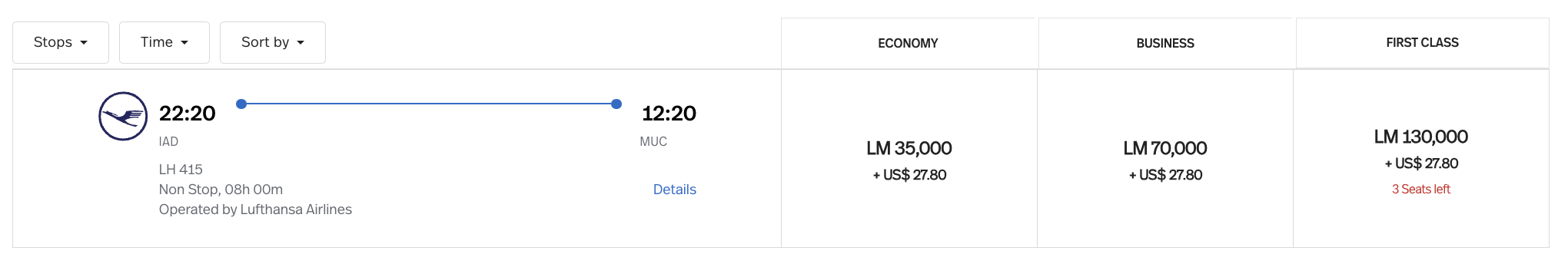 LifeMiles IAD MUC Lufthansa first class redemption LifeMiles IAD MUC Lufthansa first class redemption