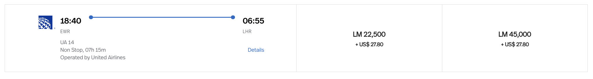 LifeMiles redemption EWR LHR United Polaris LifeMiles redemption EWR LHR United Polaris
