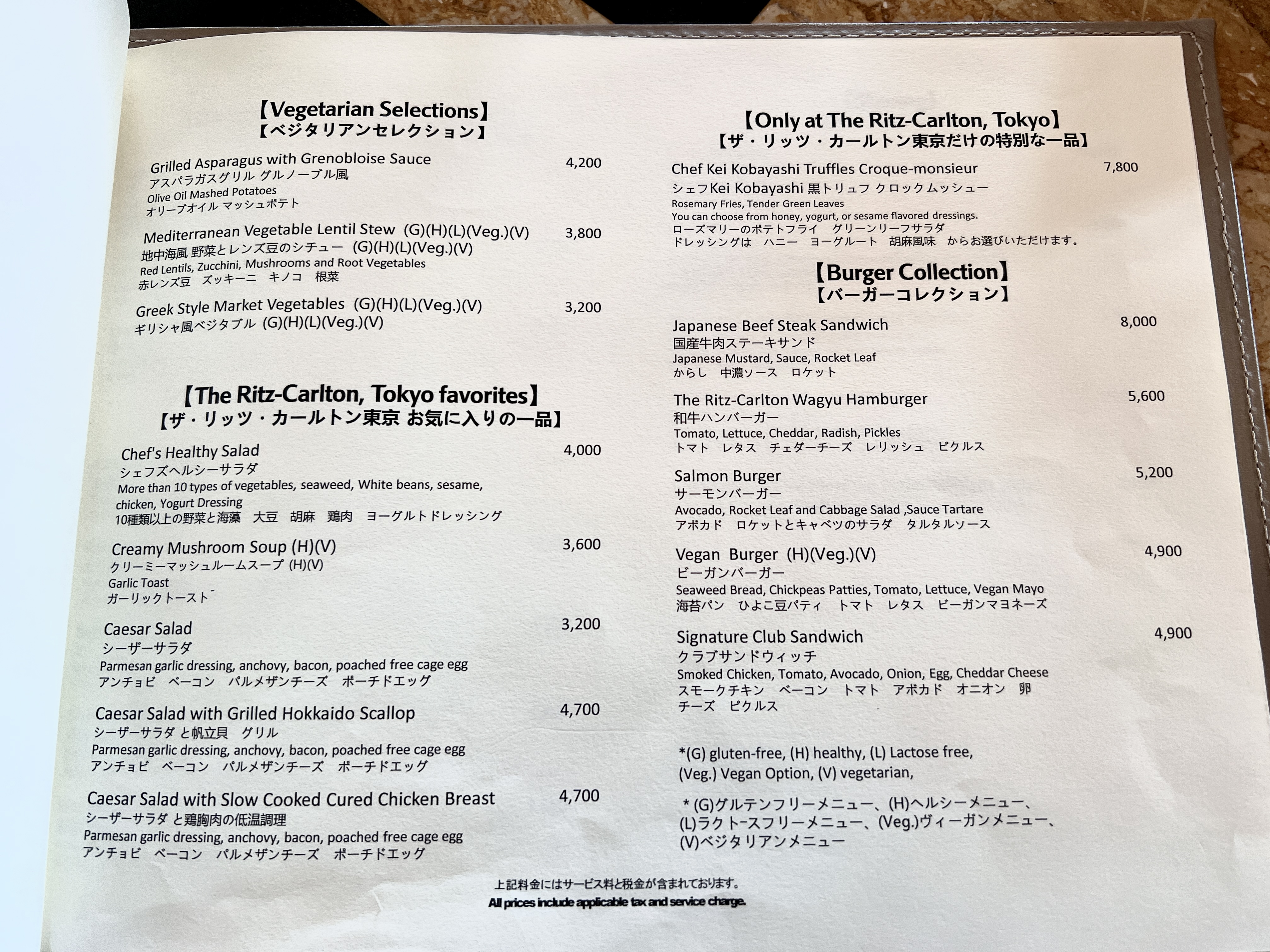 Ritz Carlton Tokyo lobby bar menu Ritz Carlton Tokyo lobby bar menu